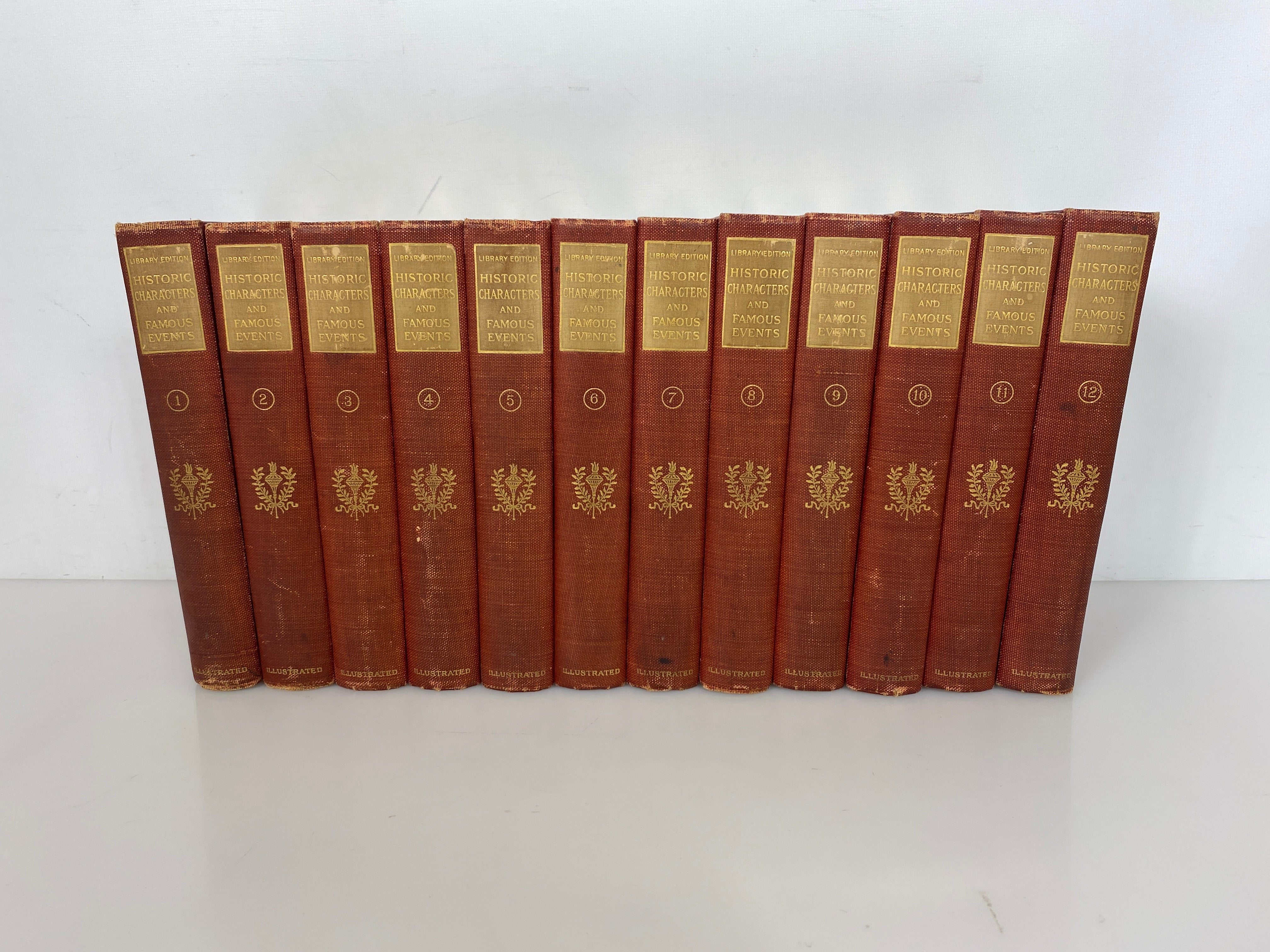 12 Volume Set: Library of Historic Characters & Famous Events 1909 Antique HC