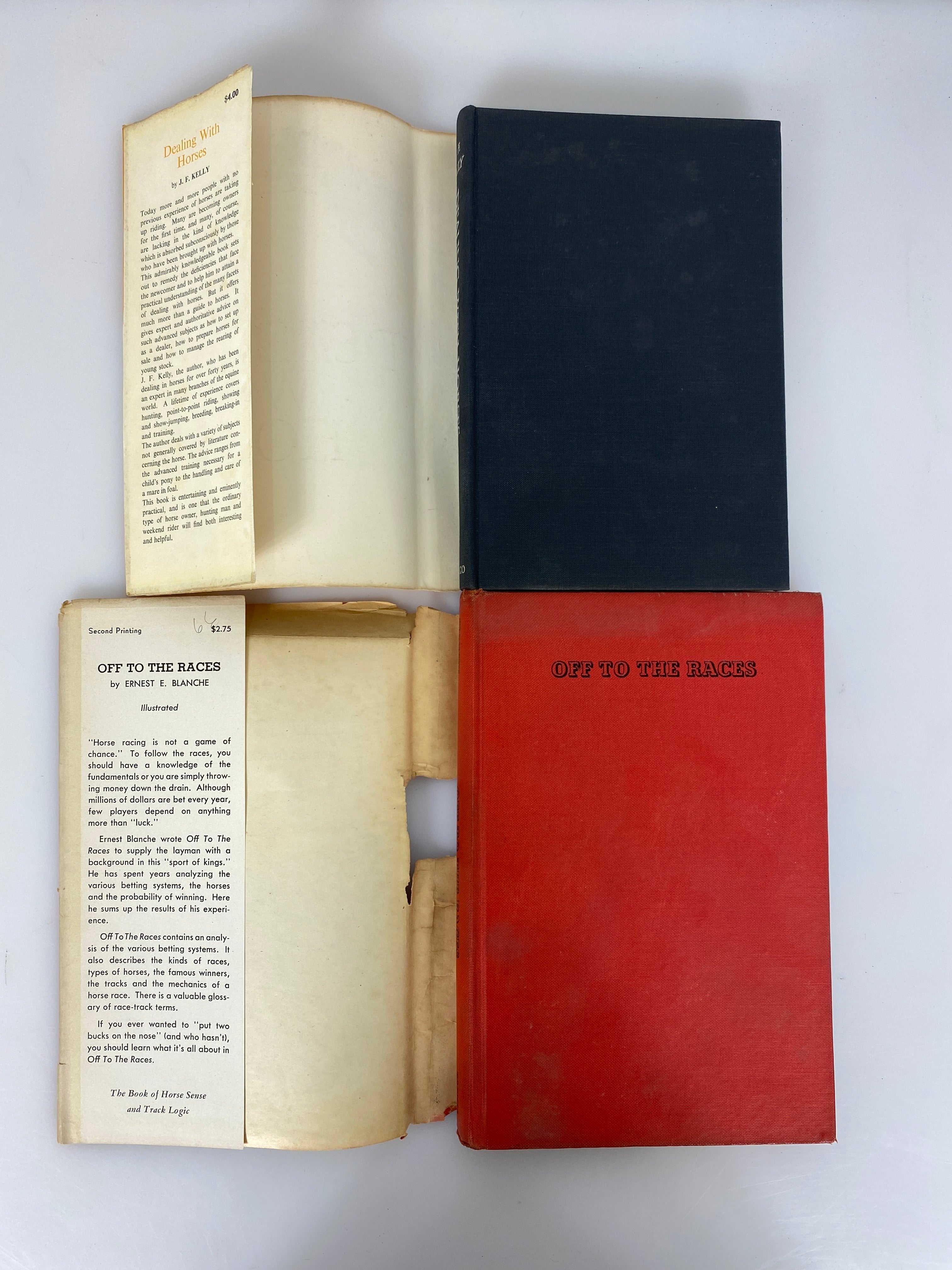 2 Vols: Off to the Races by Blanche/Dealing With Horses by Kelly 1947-61 HC DJ