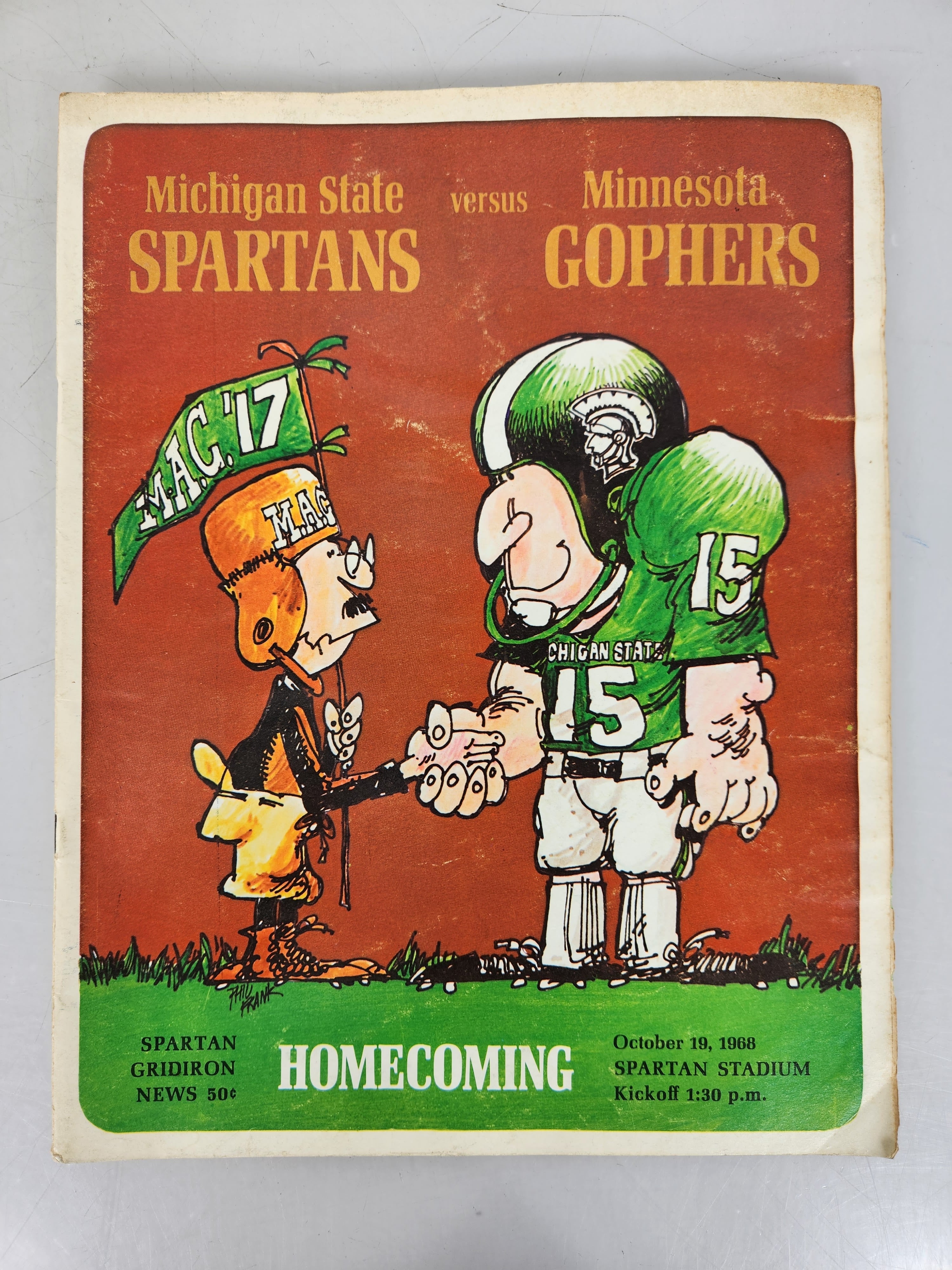 1968 Michigan State vs Minnesota Spartan Gridiron News Football Program #1