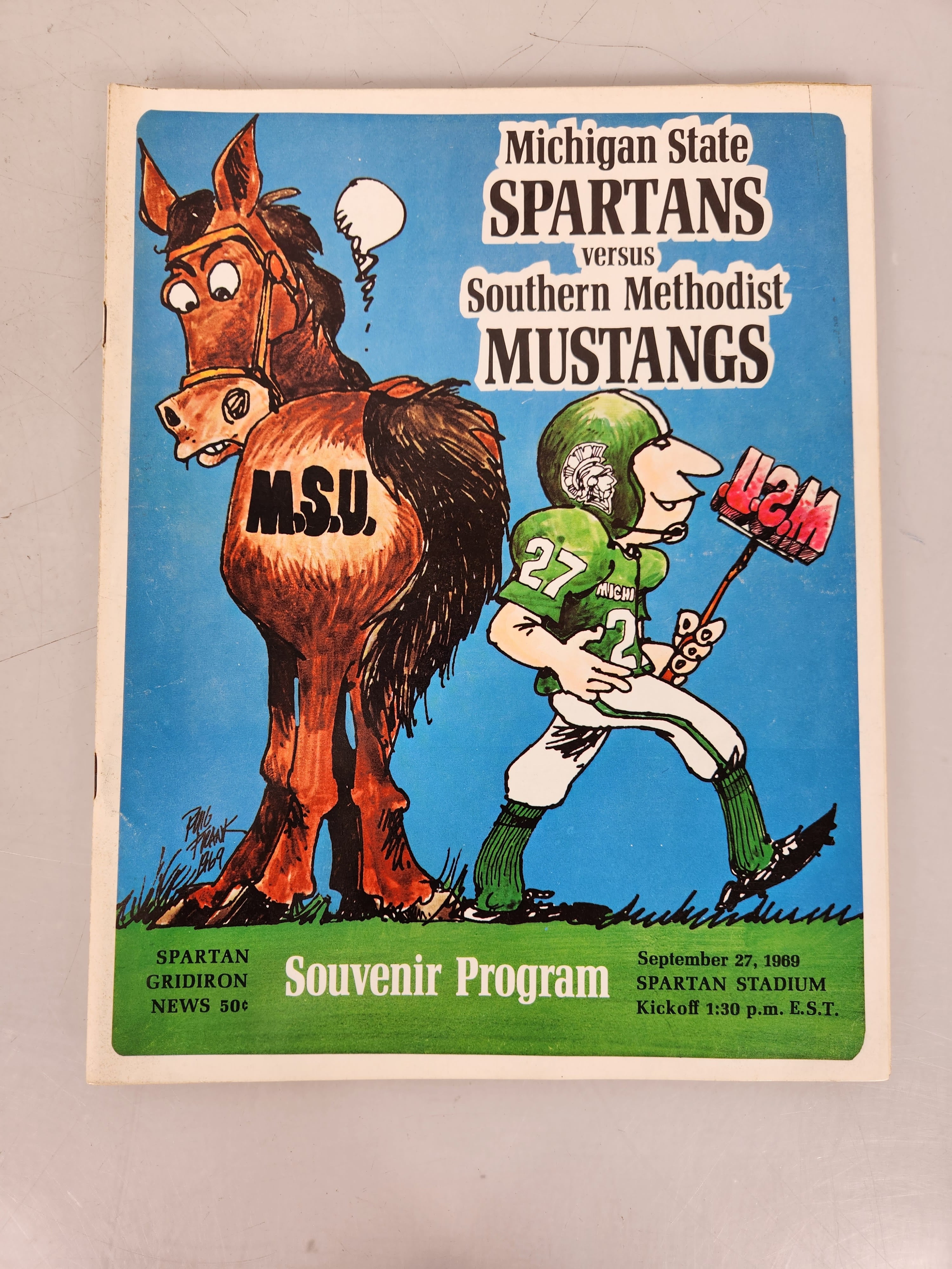 1969 Michigan State vs Southern Methodist Spartan Gridiron News Football Program #1