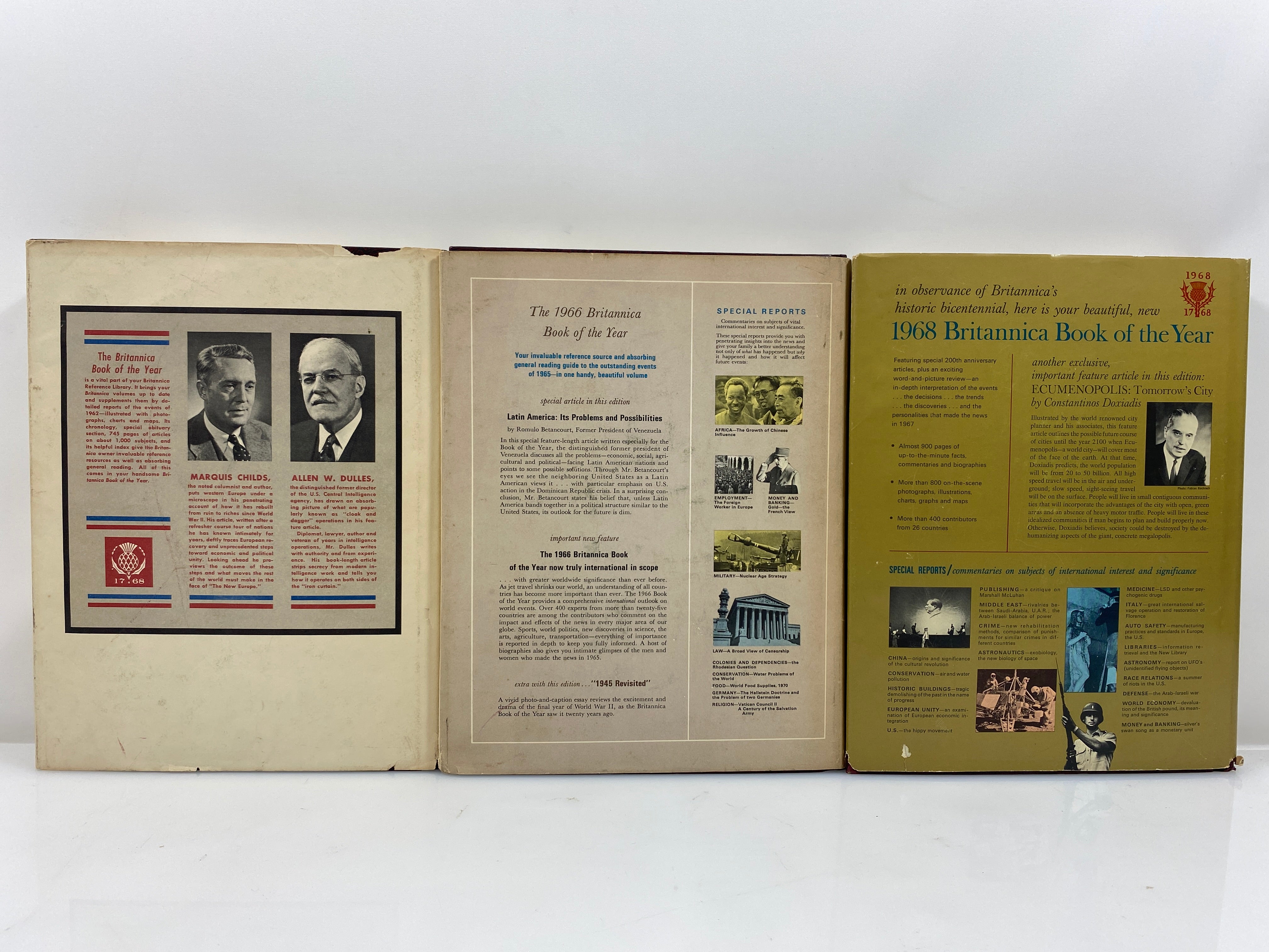 3 Vintage Britannica Books of the Year 1963/1966/1968 HC DJ