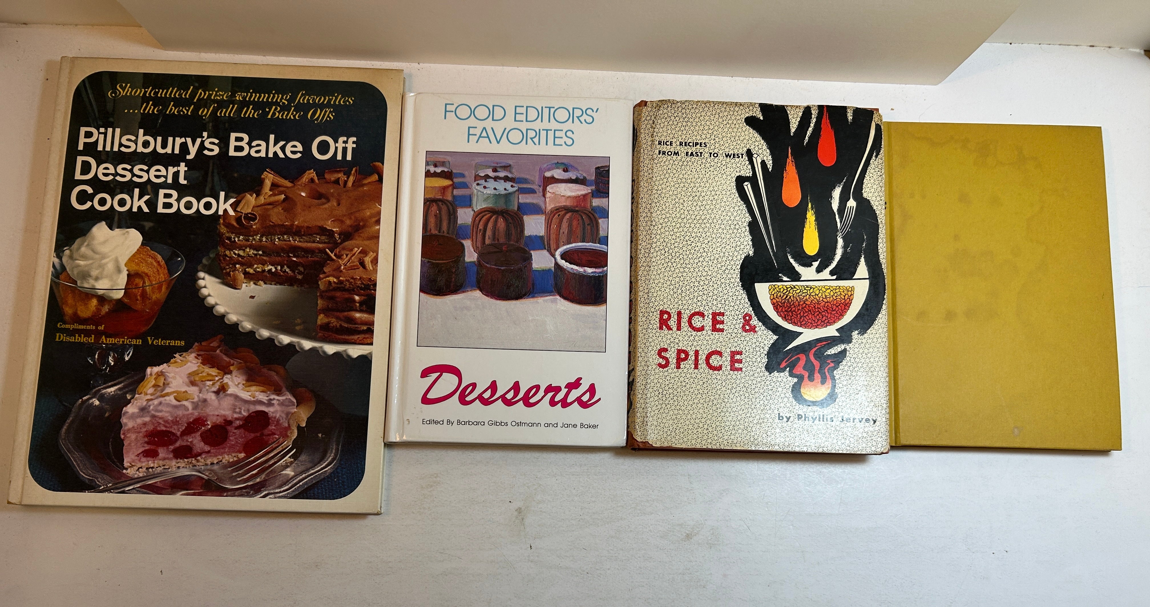 4 Vintage Cookbooks: Pickling & Spicing/Rice & Spice/Pillsbury/Desserts MADD HC