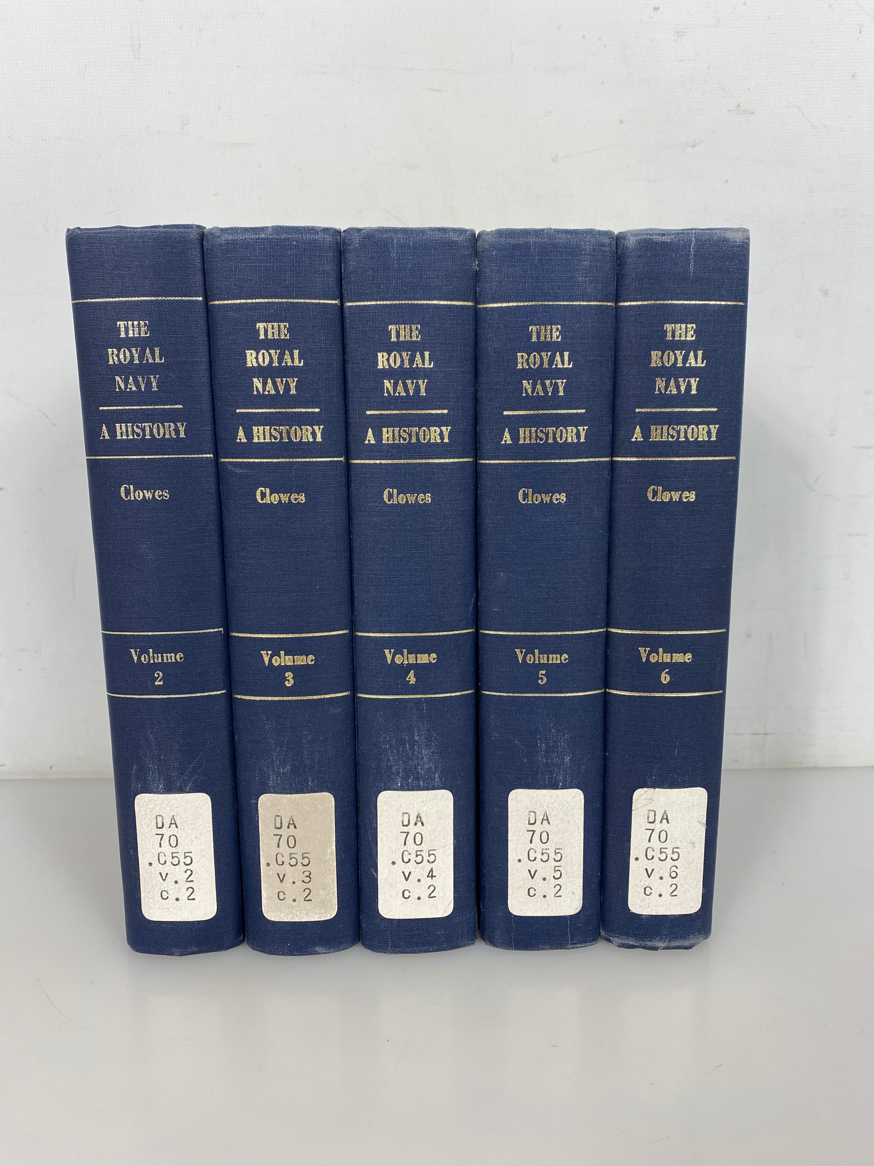 5 Vols: The Royal Navy A History by Clowes (2-6) 1966 Reprint Ex-Library HC