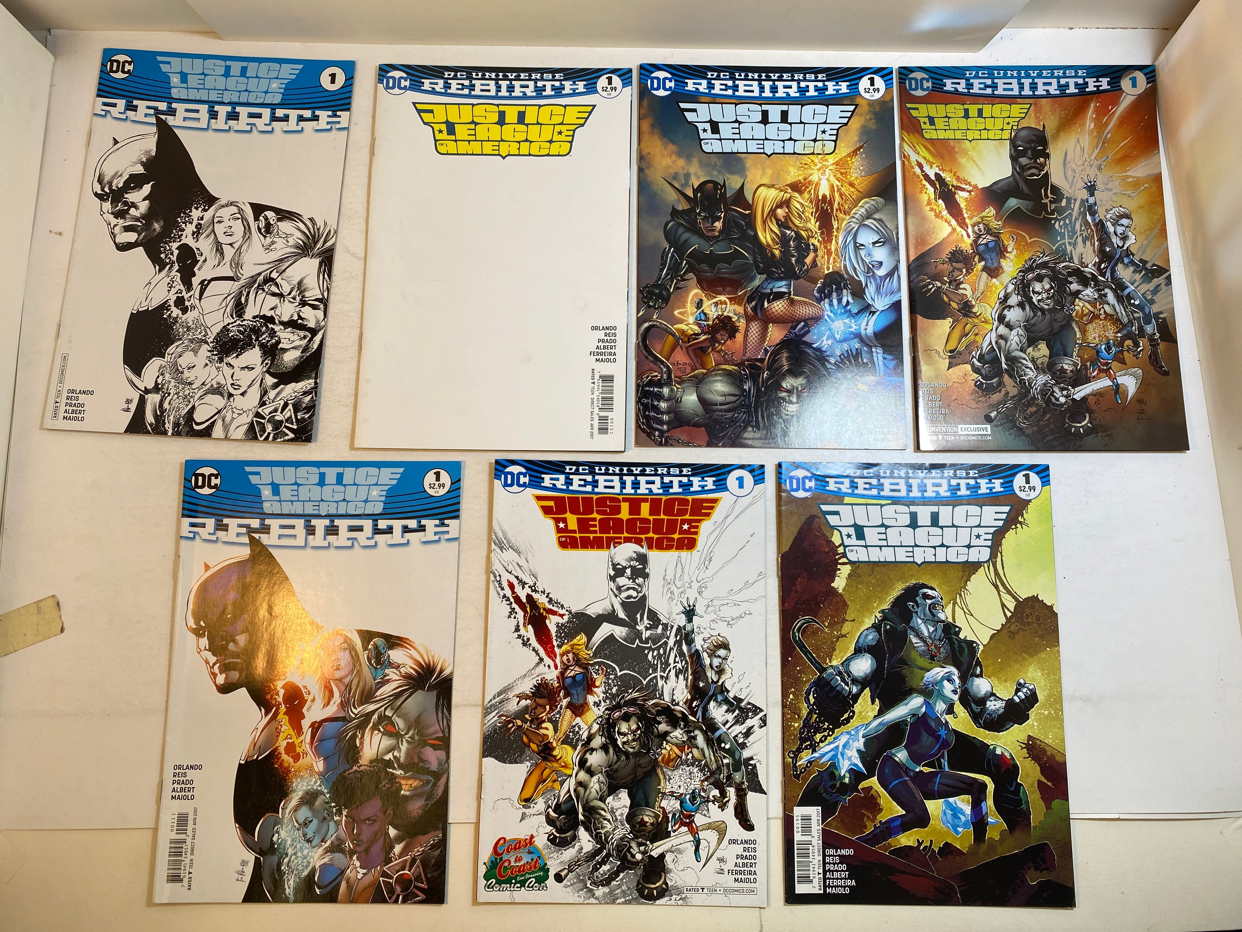 Lot of 7 Justice League America #1 DC Rebirth Comics 2017 Variant Covers