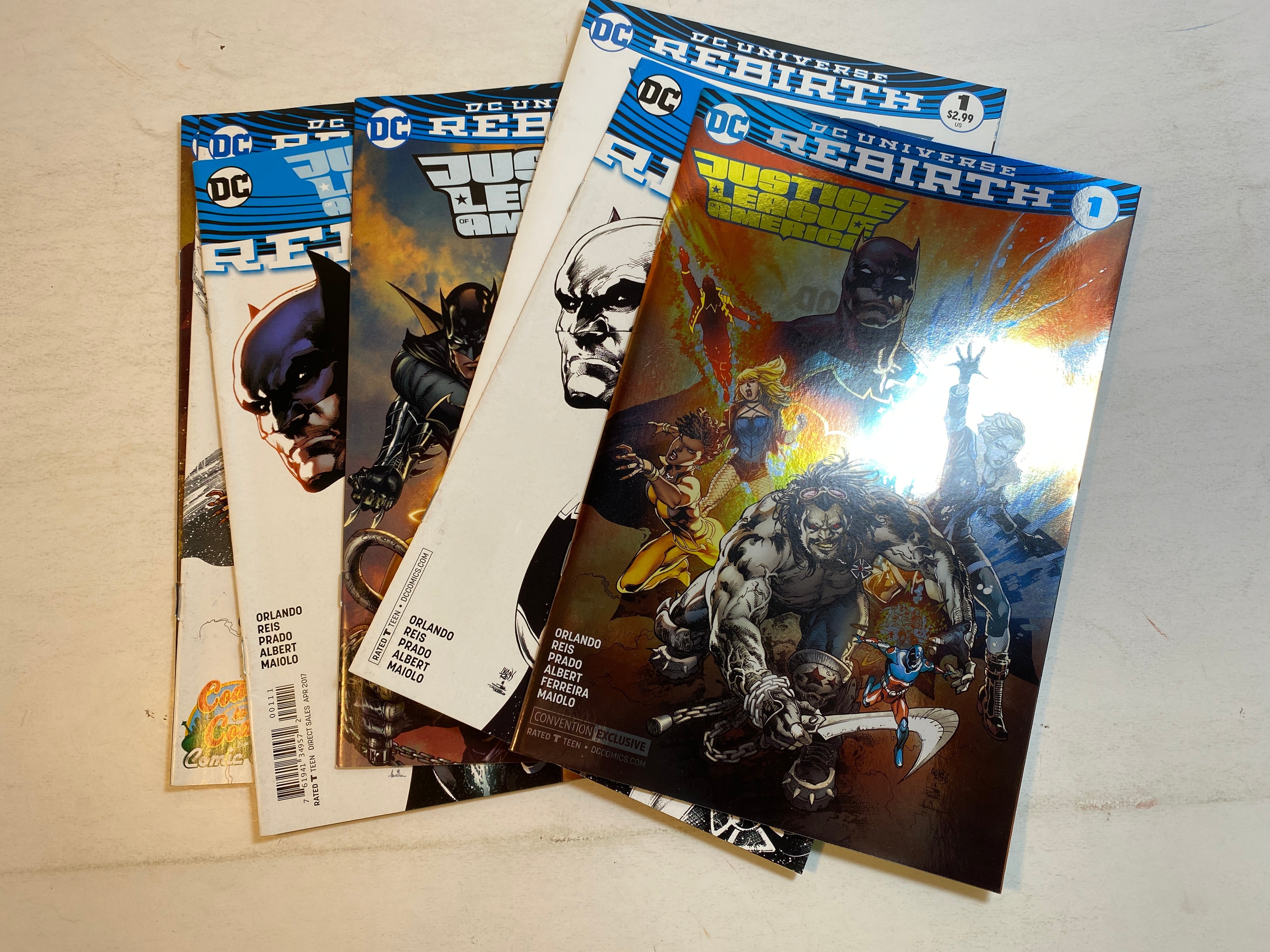 Lot of 7 Justice League America #1 DC Rebirth Comics 2017 Variant Covers