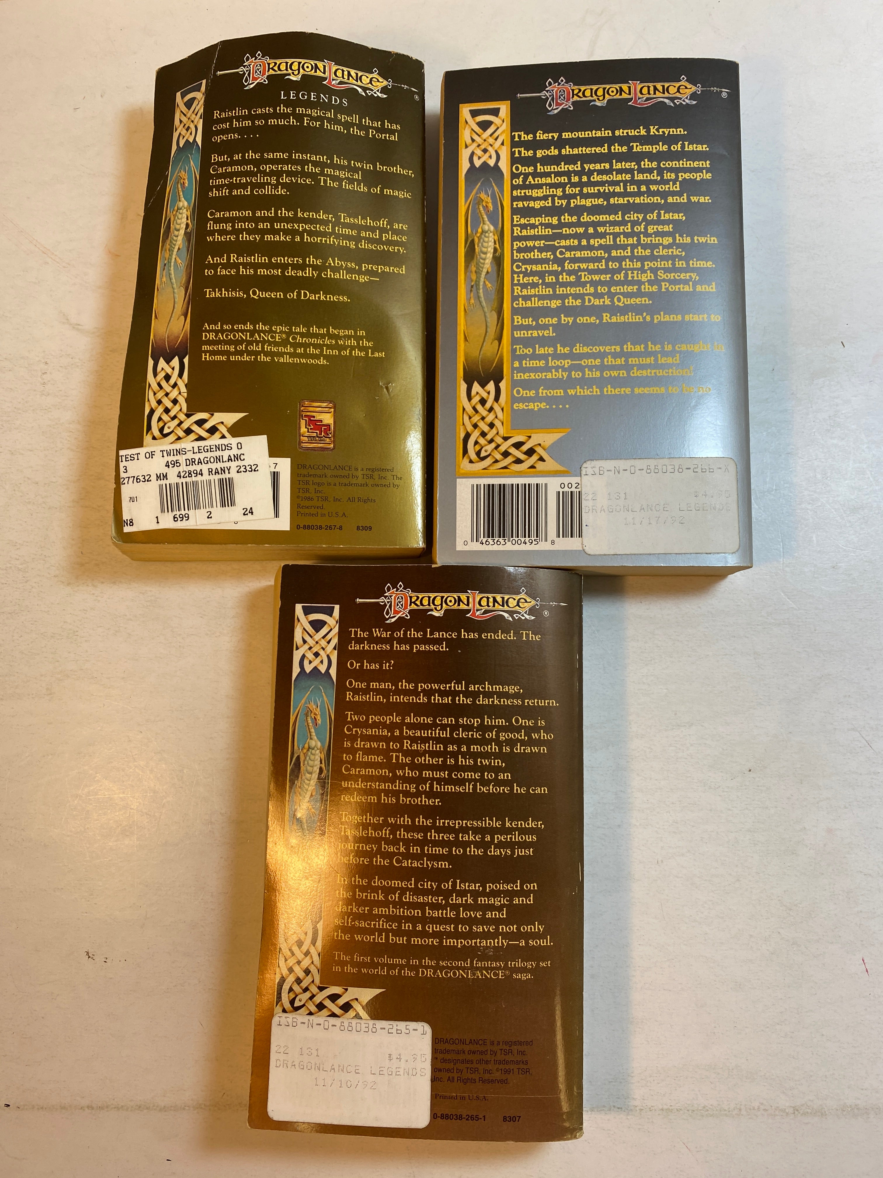 Lot of 3 Dragonlance Legends paperbacks 1-3 1986-1988