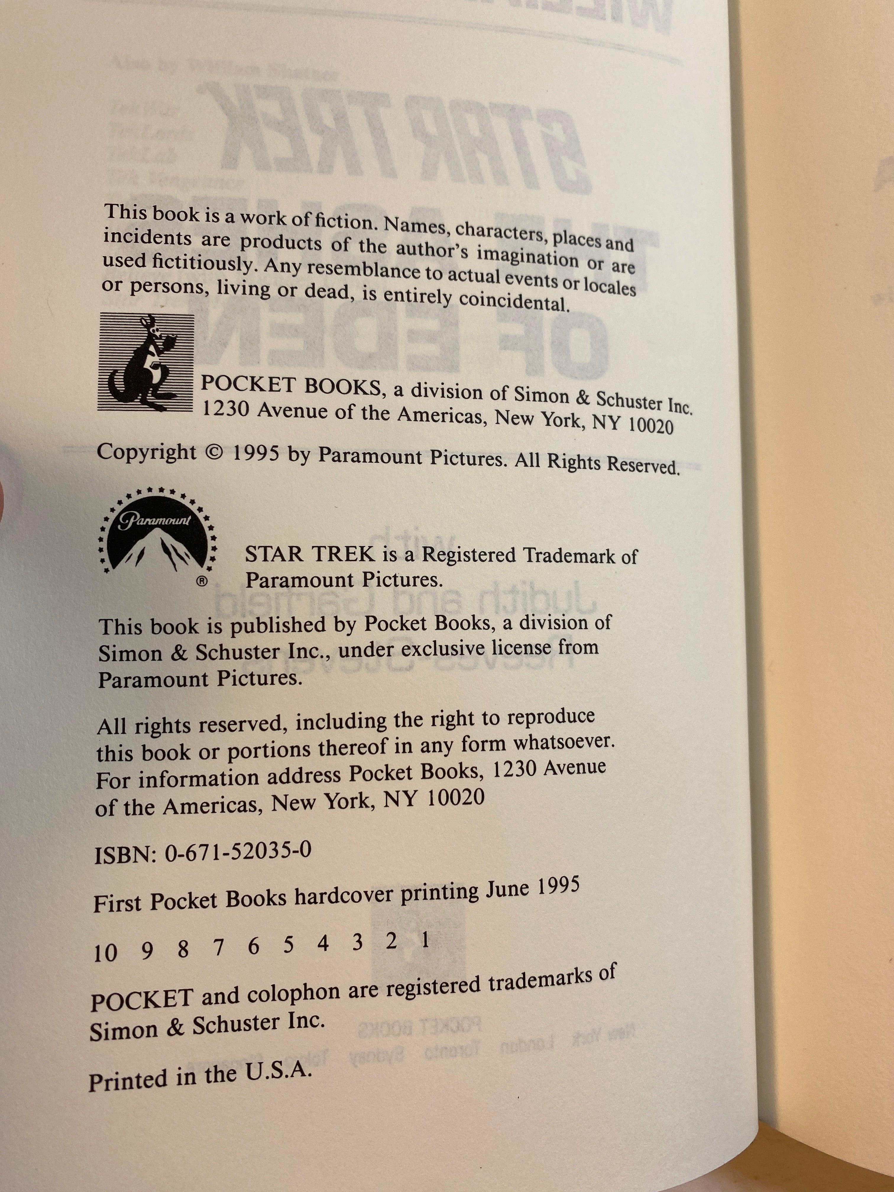 Lot of 2 Star Trek William Shatner Novels HCDJ 1995-1996