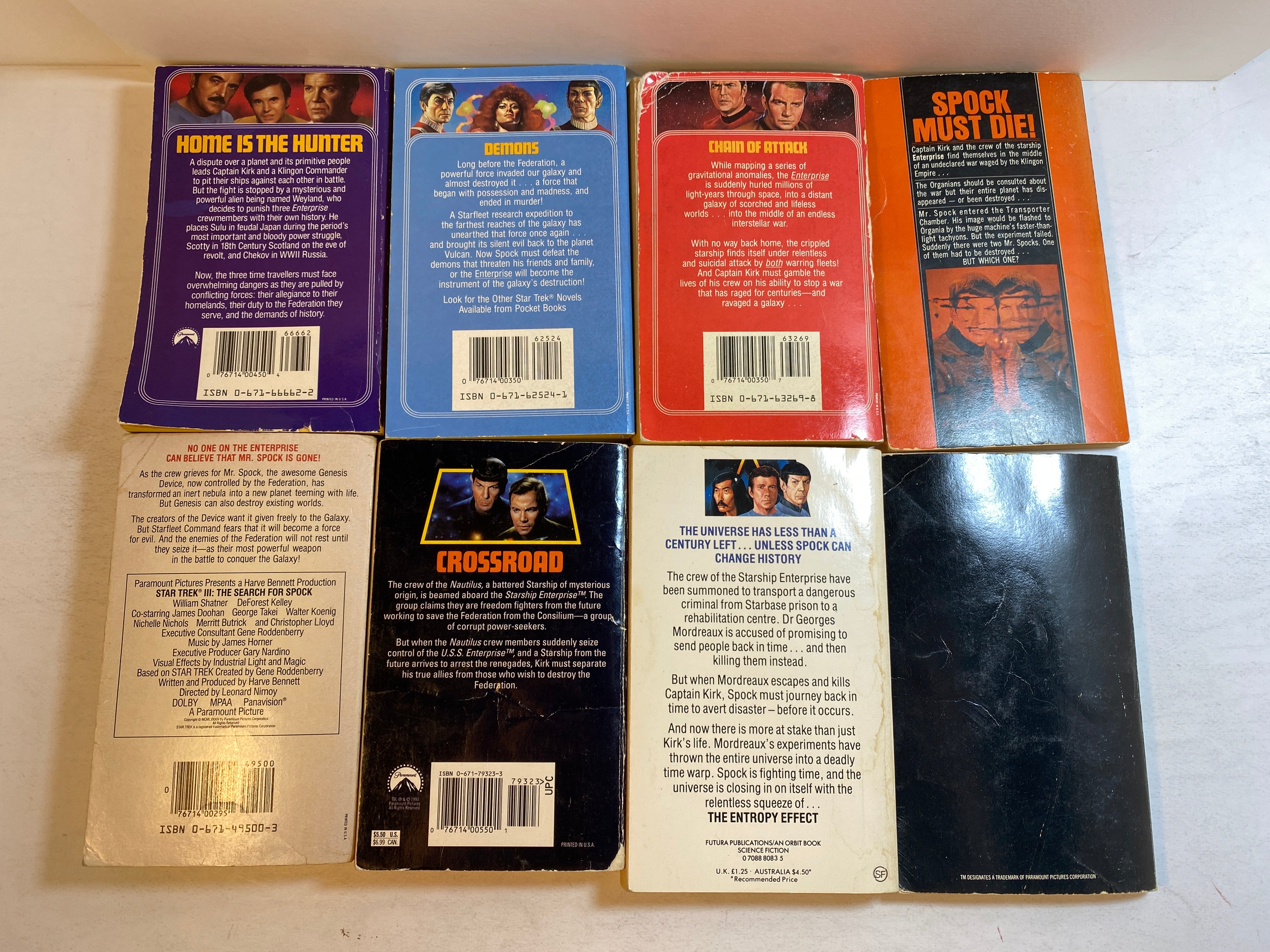 Lot of 8 Star Trek Novels paperbacks 1970-1994