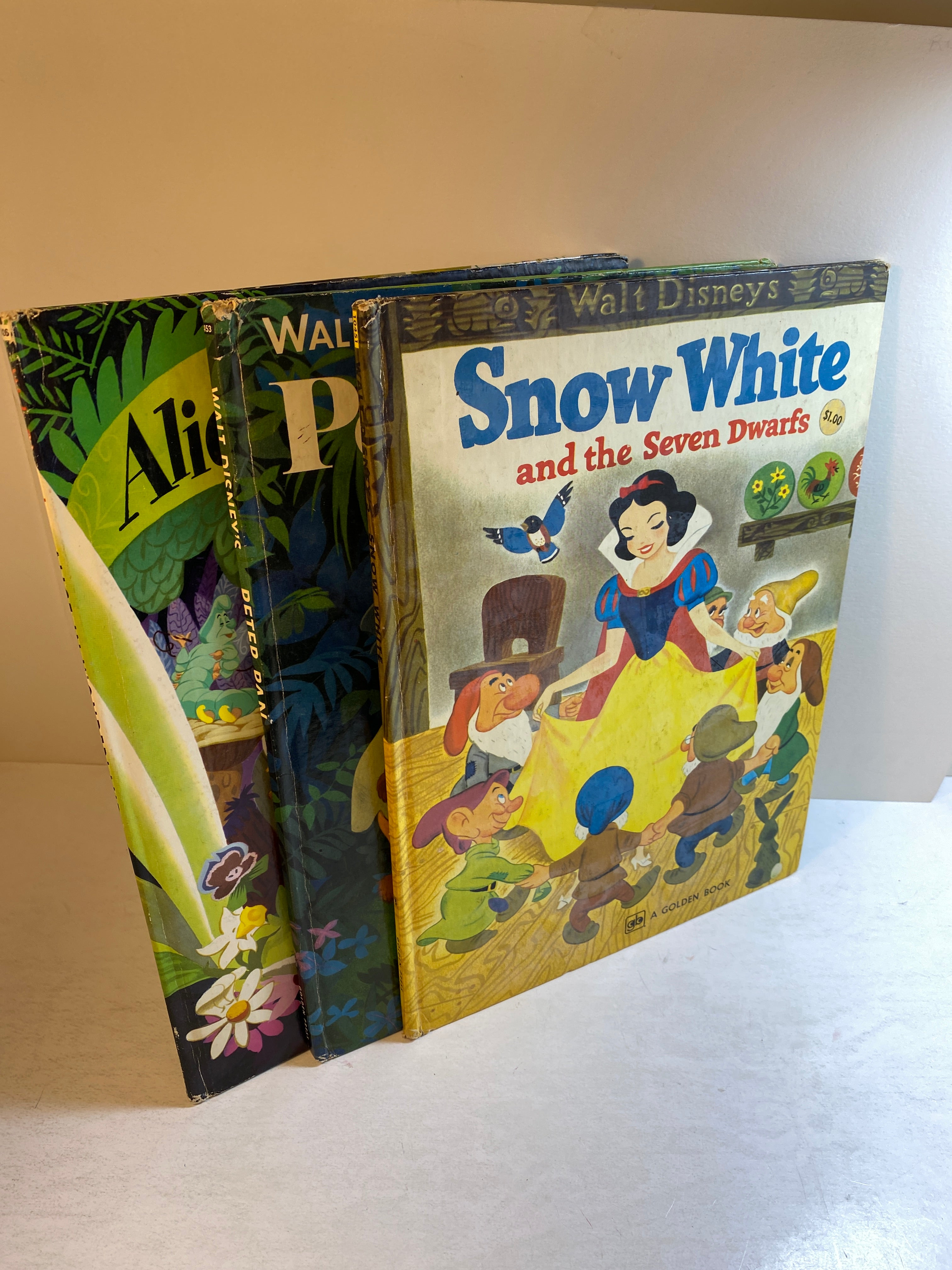 Lot of 3 Vintage Disney Large Golden Books Snow White Peter Pan Alice 1951-1952
