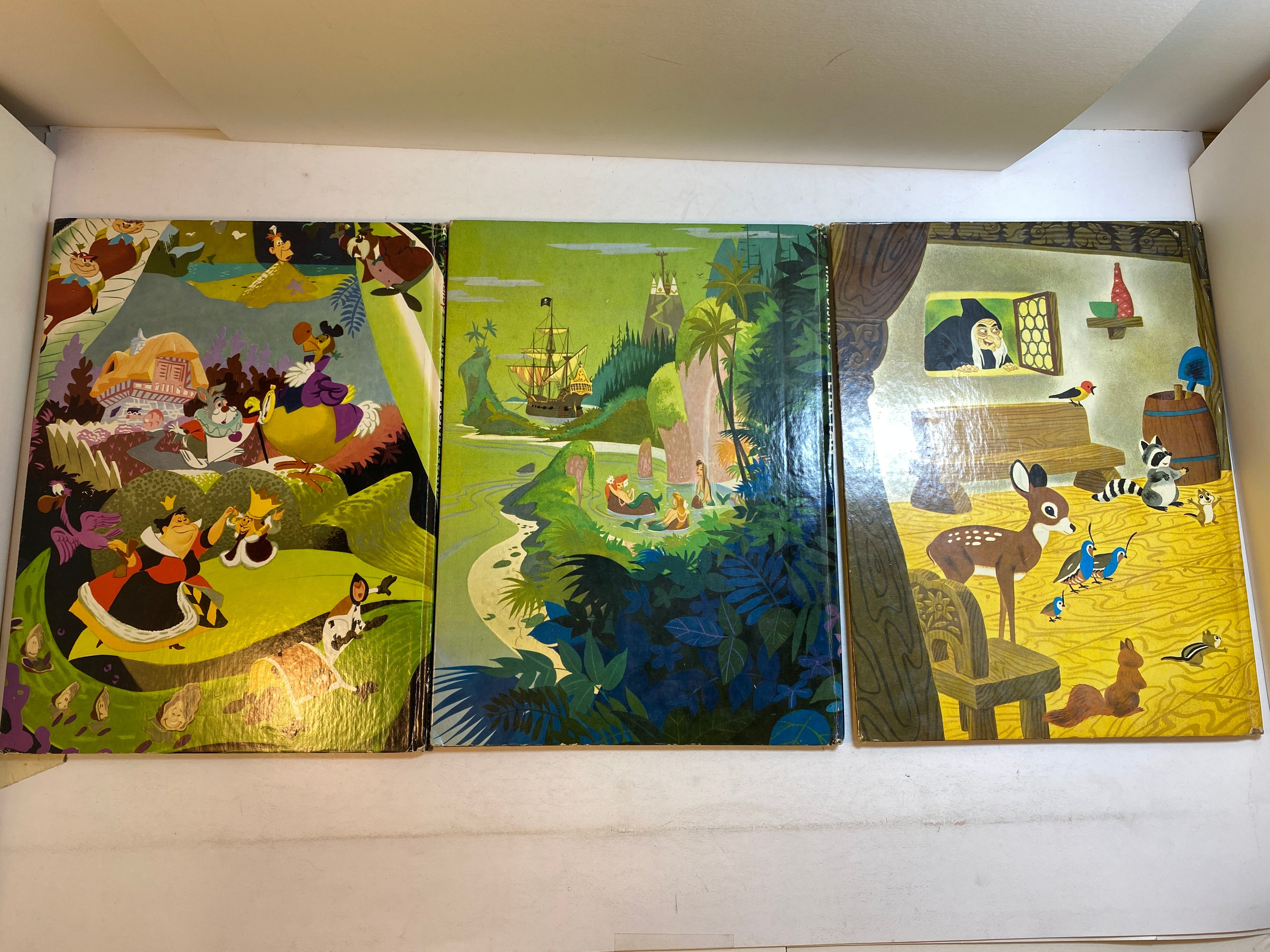 Lot of 3 Vintage Disney Large Golden Books Snow White Peter Pan Alice 1951-1952