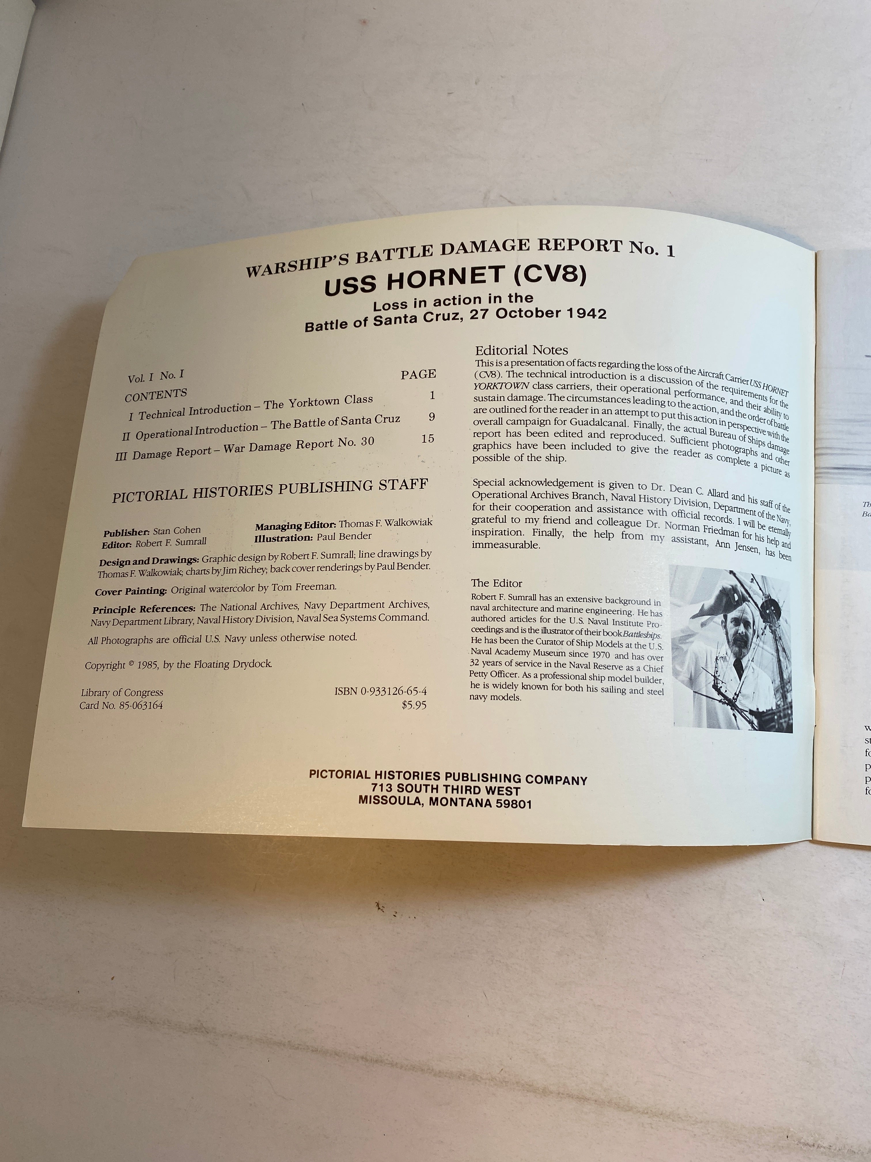 USS Hornet CV8 Leeward Battle Damage Report 1985
