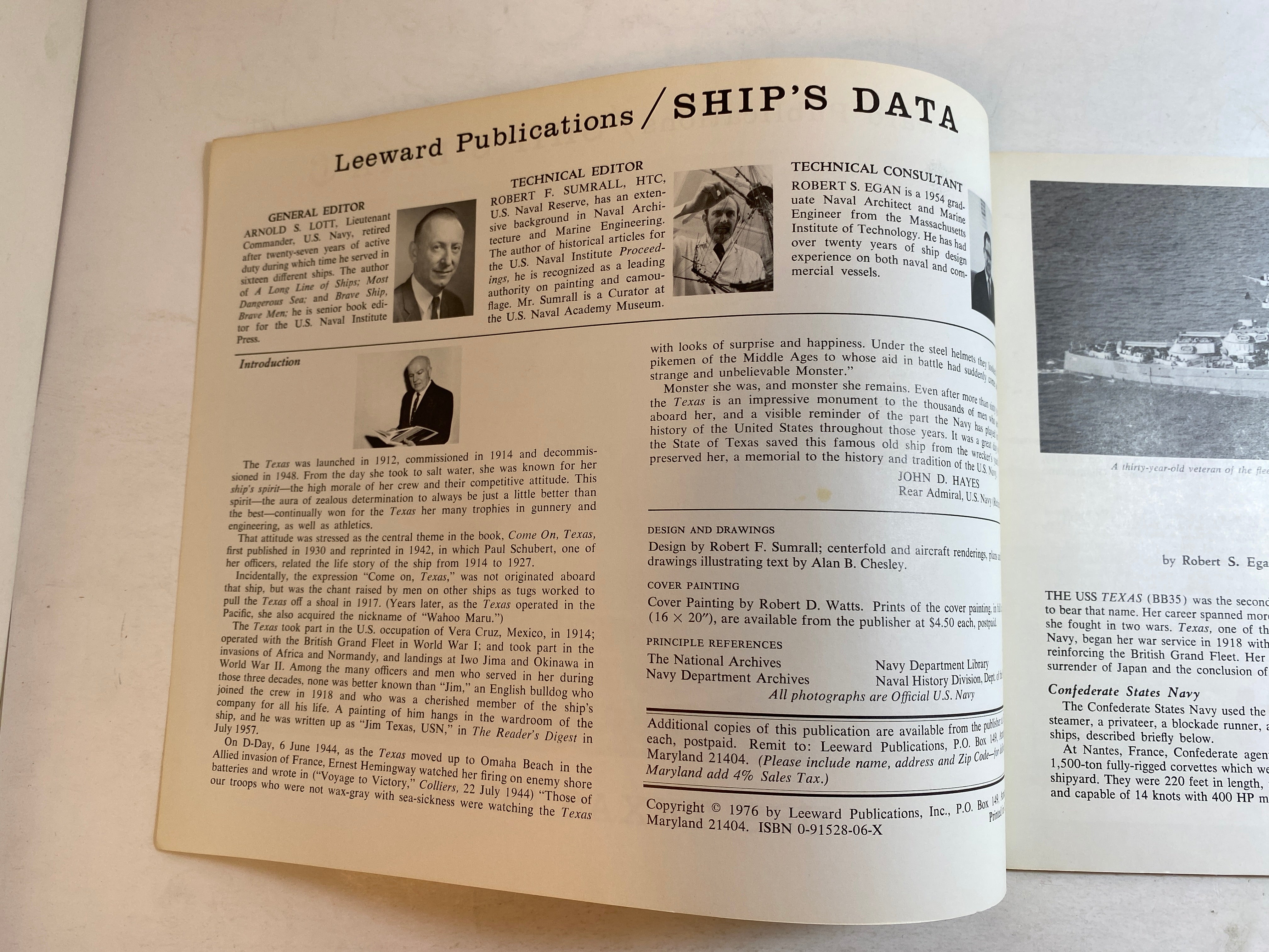 USS Texas BB35 Ship's Data 6 1976 Leeward Publications