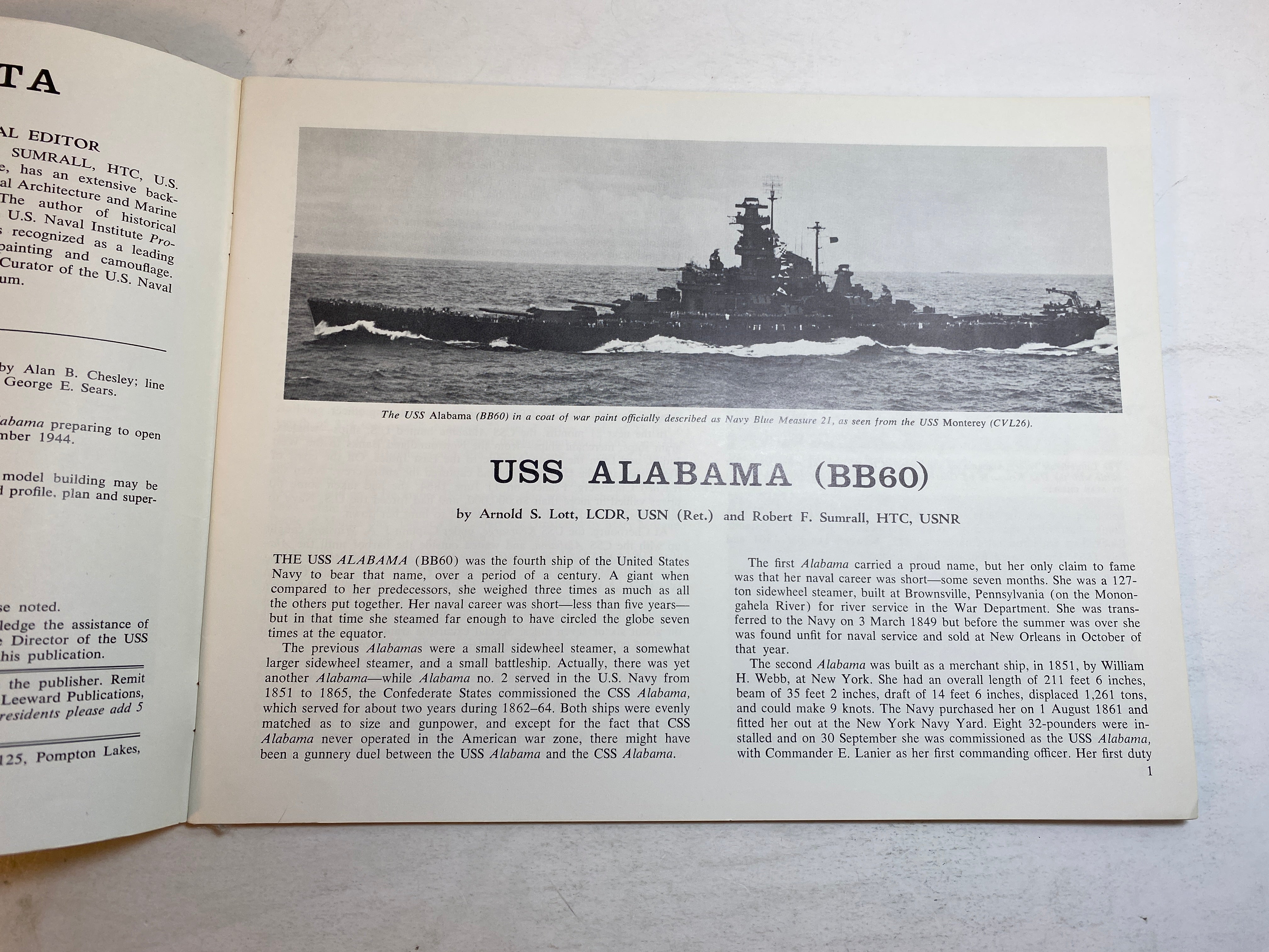USS Alabama BB60 Ship's Data 2 1974 Leeward Publications