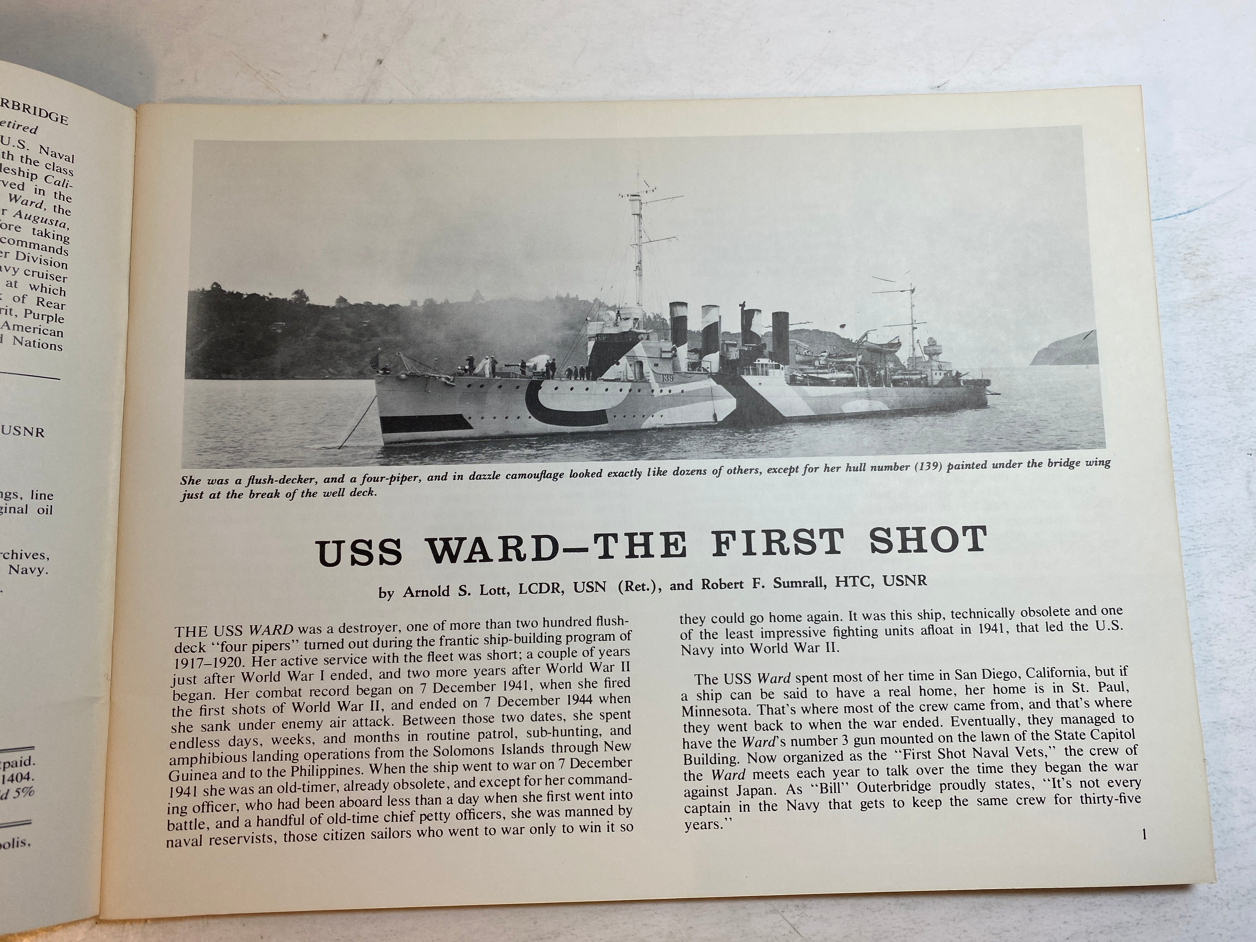 USS Ward The First Shot Ship's Data 1977 Leeward Publications