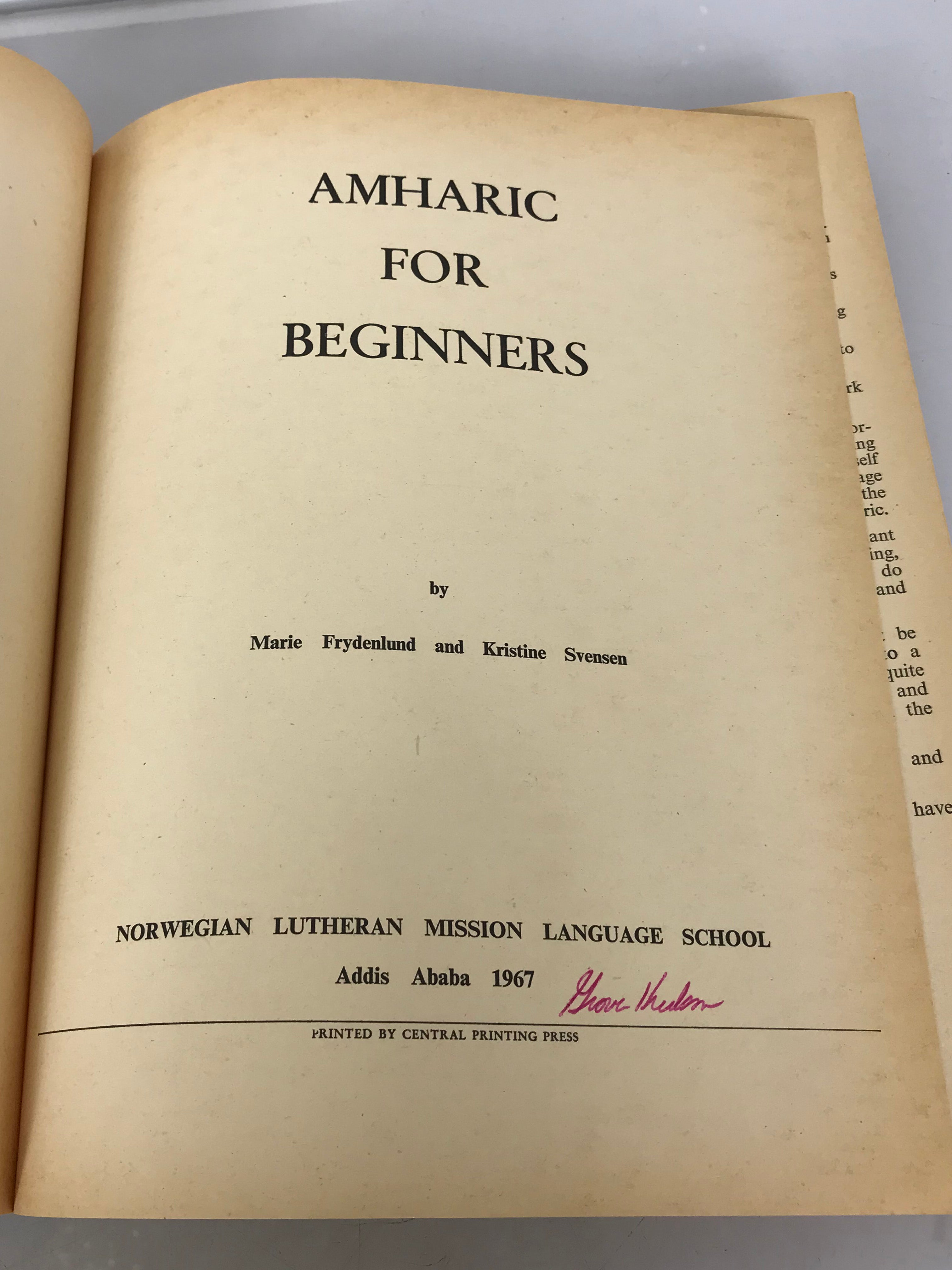 Amharic for Beginners by Frydenlund & Svenson 1967