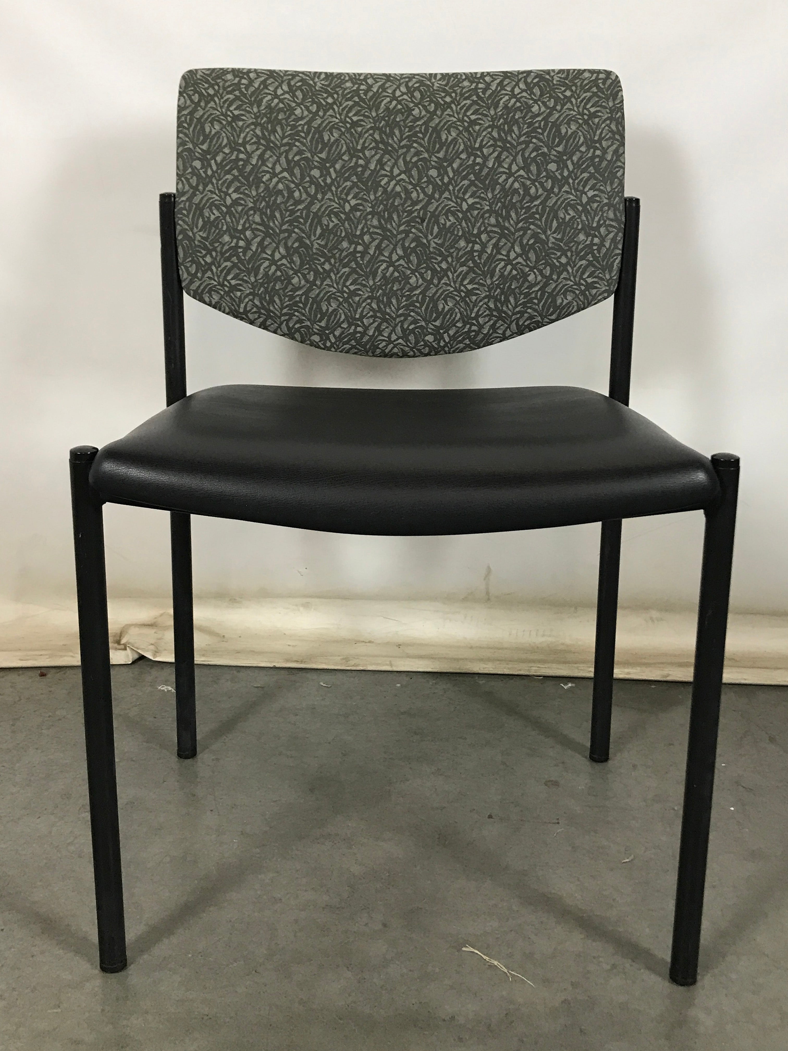 Steelcase Armless Black Chair With Green Back