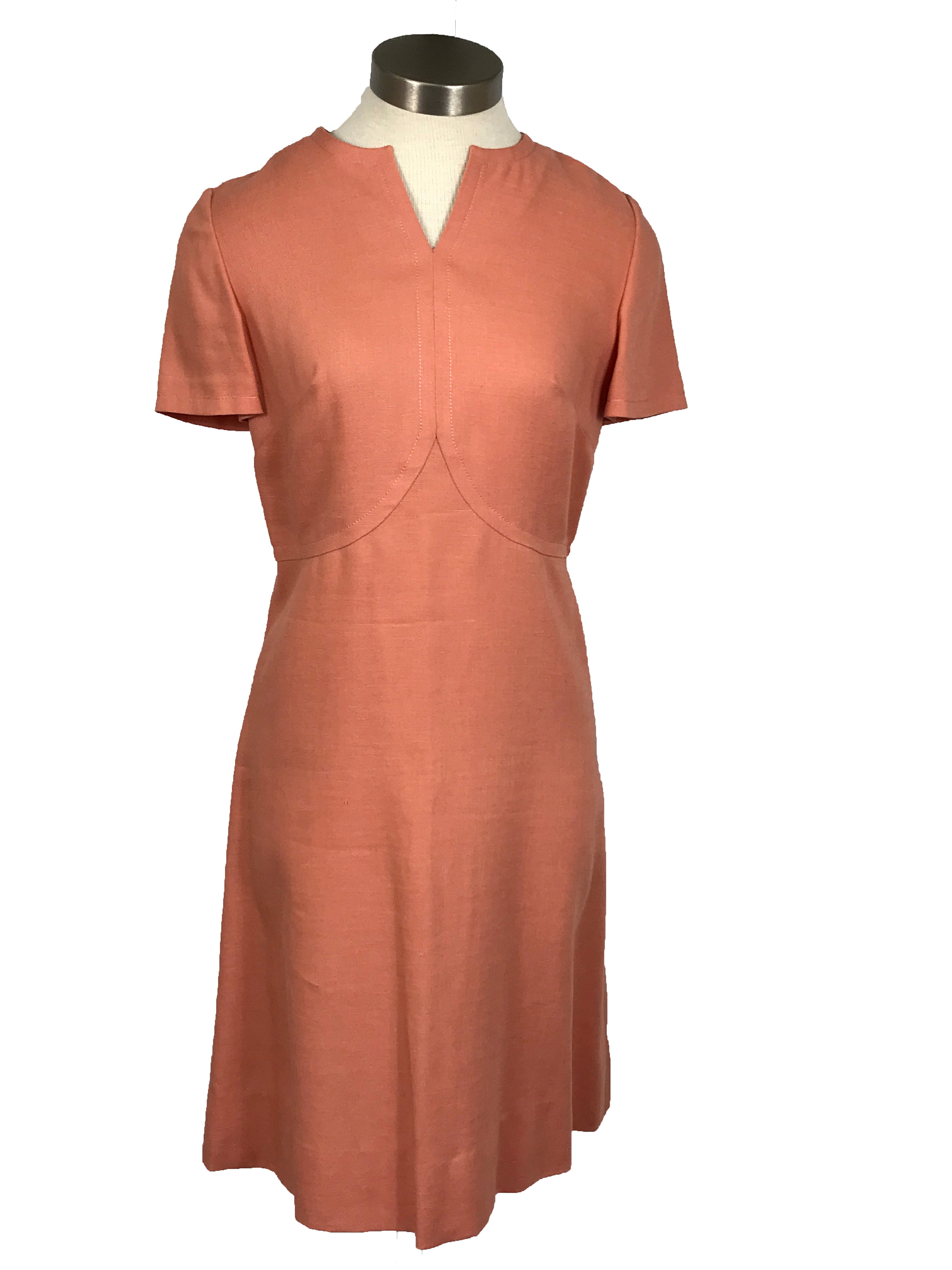 Vintage Light Pink Shantung Silk Knee-Length Dress