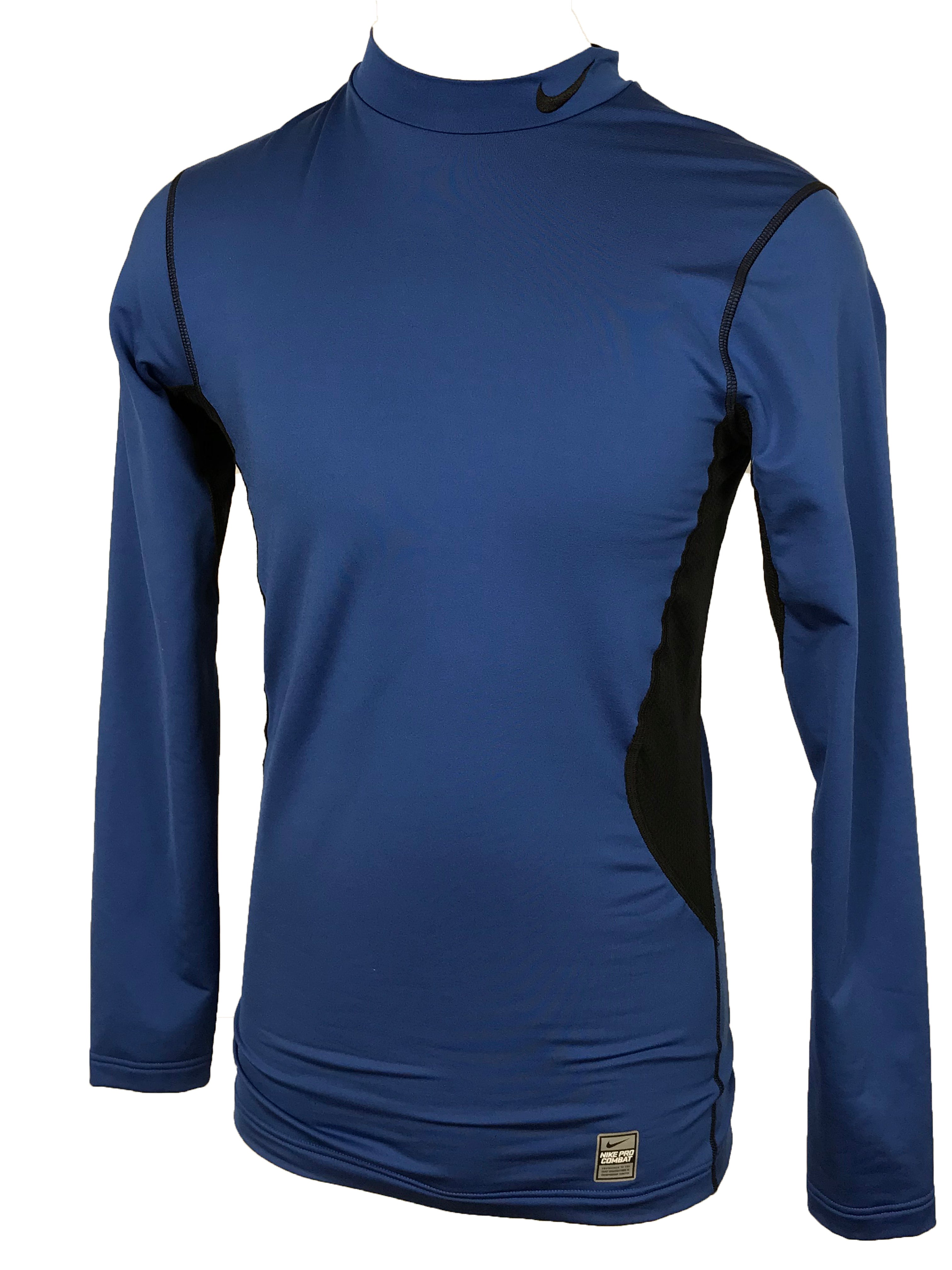 Nike Blue Pro Combat Dri-Fit Long Sleeve Shirt Men's Size Small