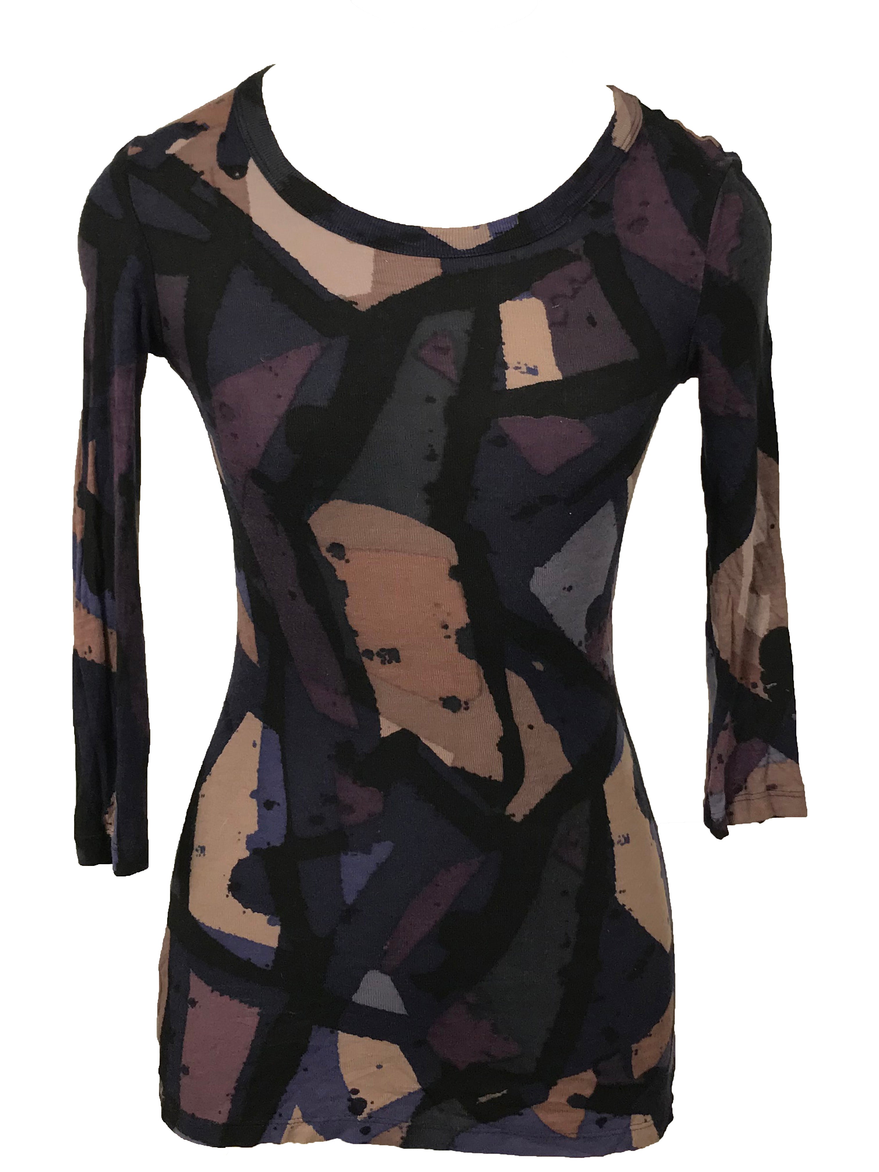 Simply Vera Vera Wang Purple, Black, Gray 3/4 Sleeve Shirt Women's XS – MSU  Surplus Store