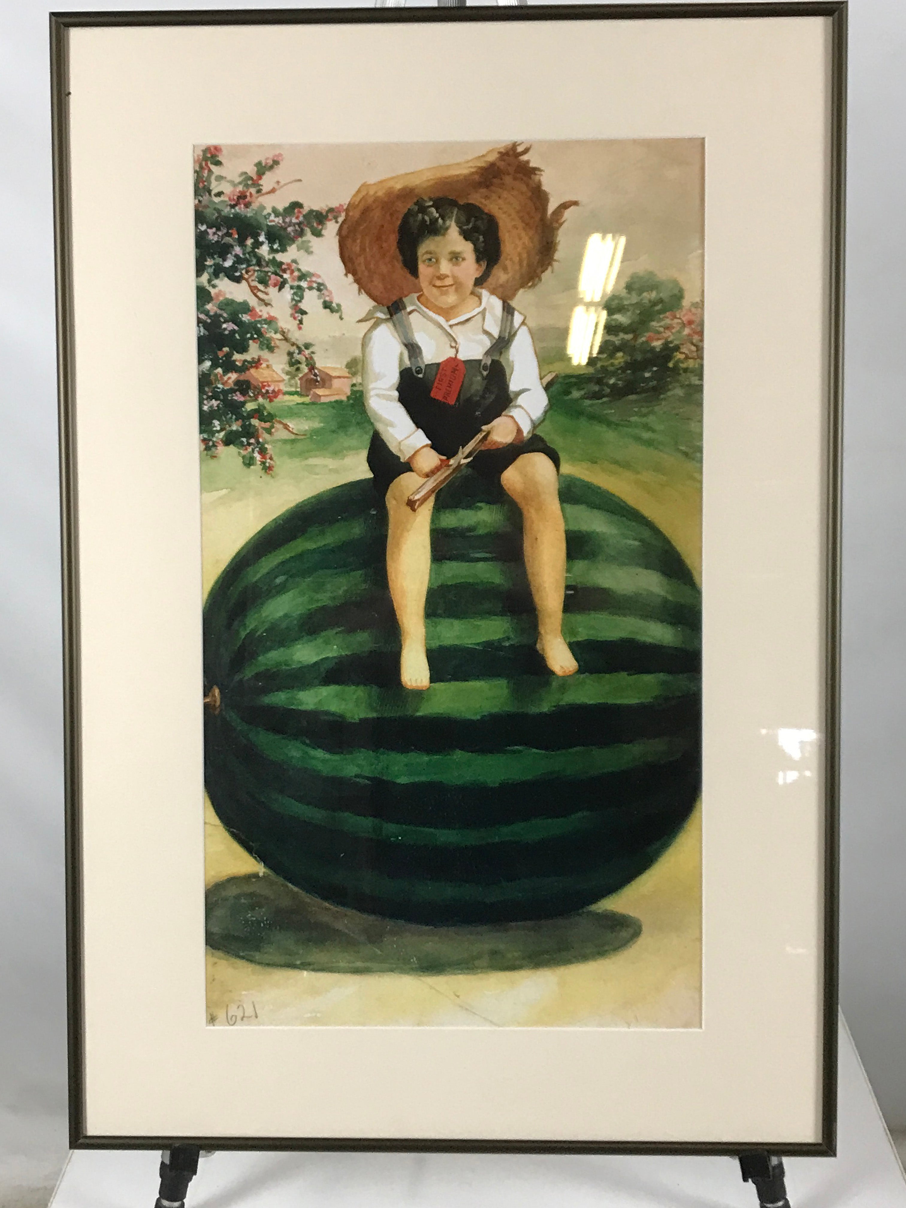 Framed Whittling Watermelon Boy Print