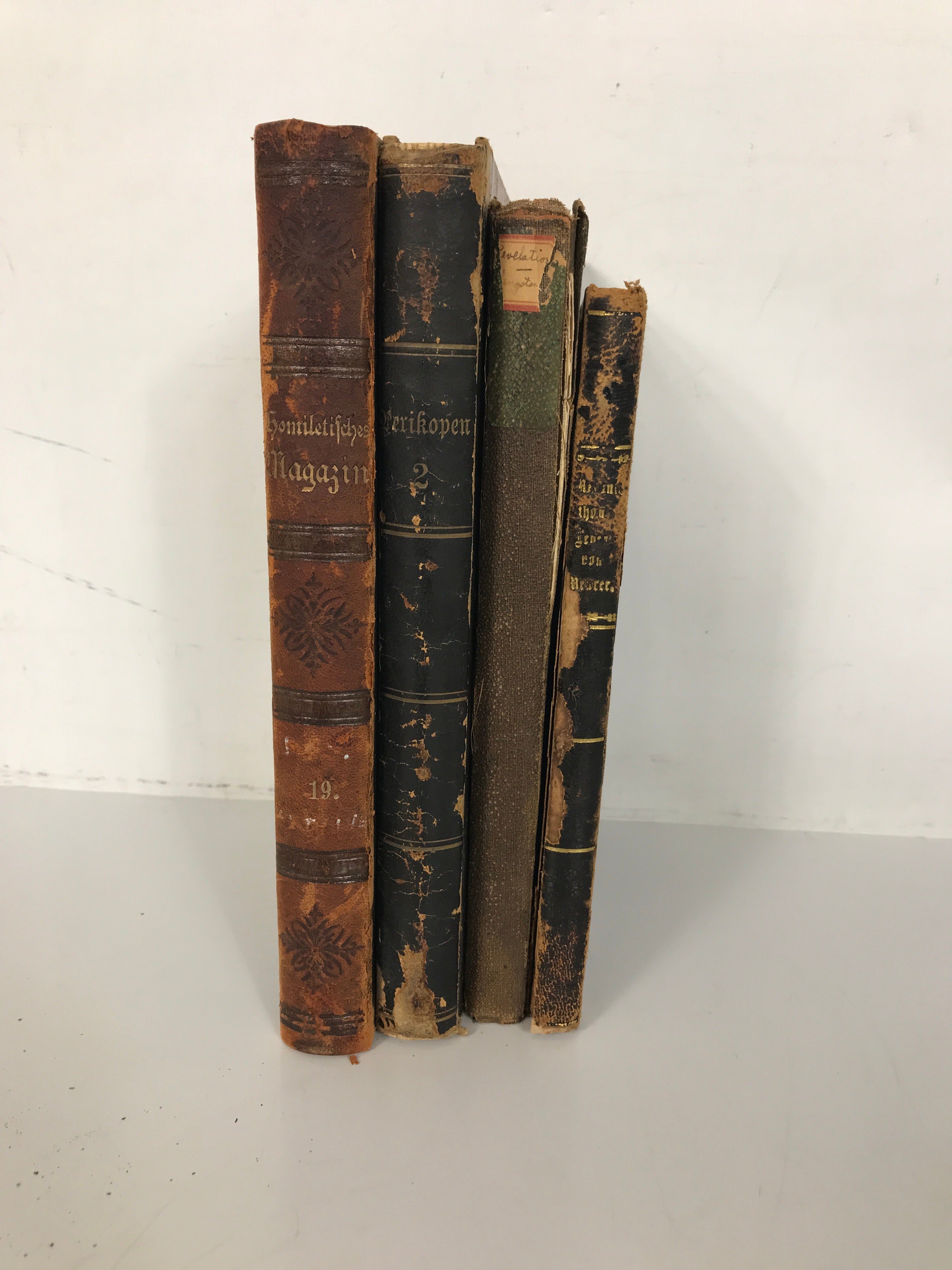 Lot of 4 German Lang Religious Vols 1851-1895 Marbled Boards See Photos for Info