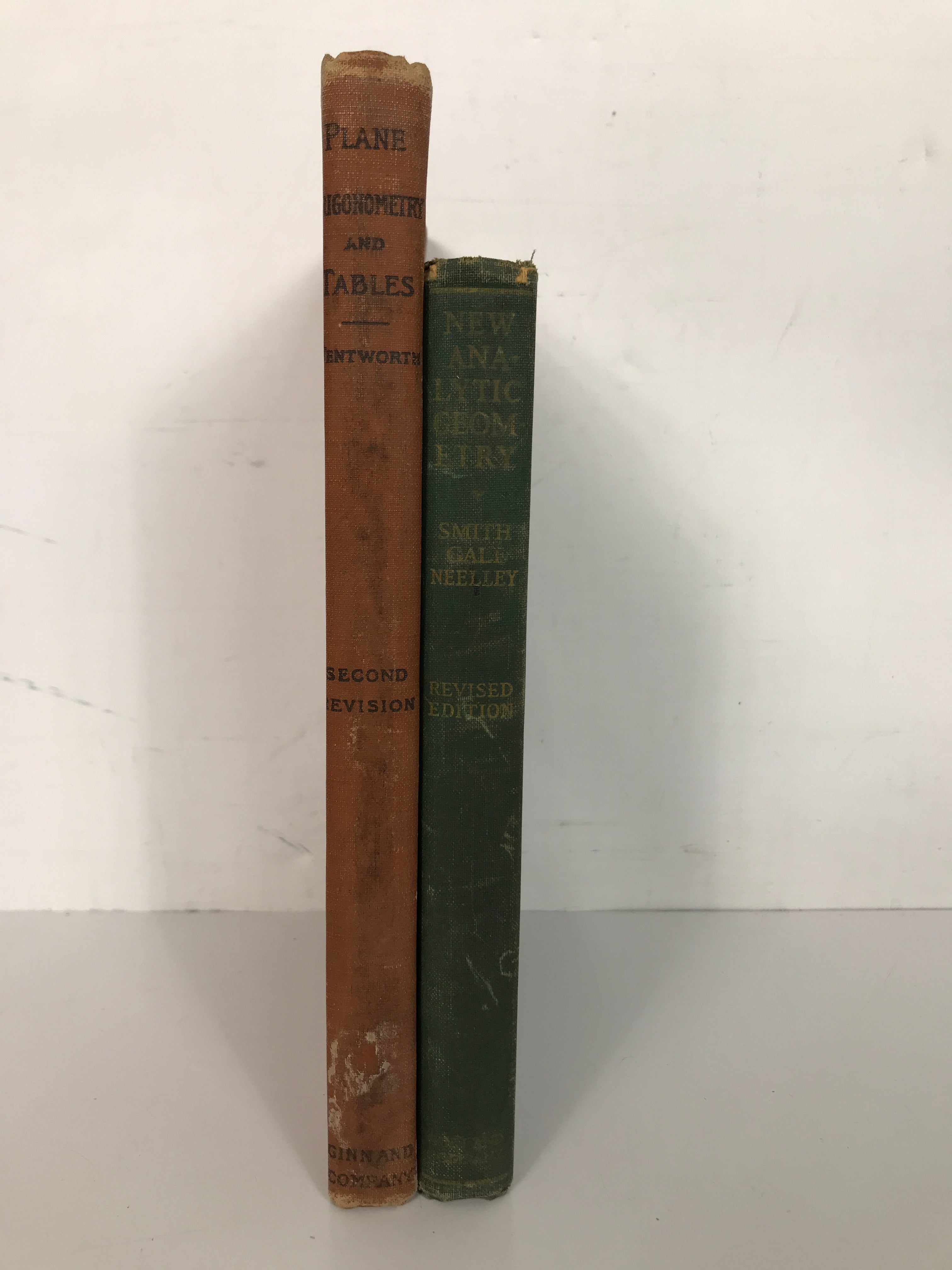 2 Math Texts: Plane Trigonometry & Tables 1902/New Analytic Geometry 1928 HC