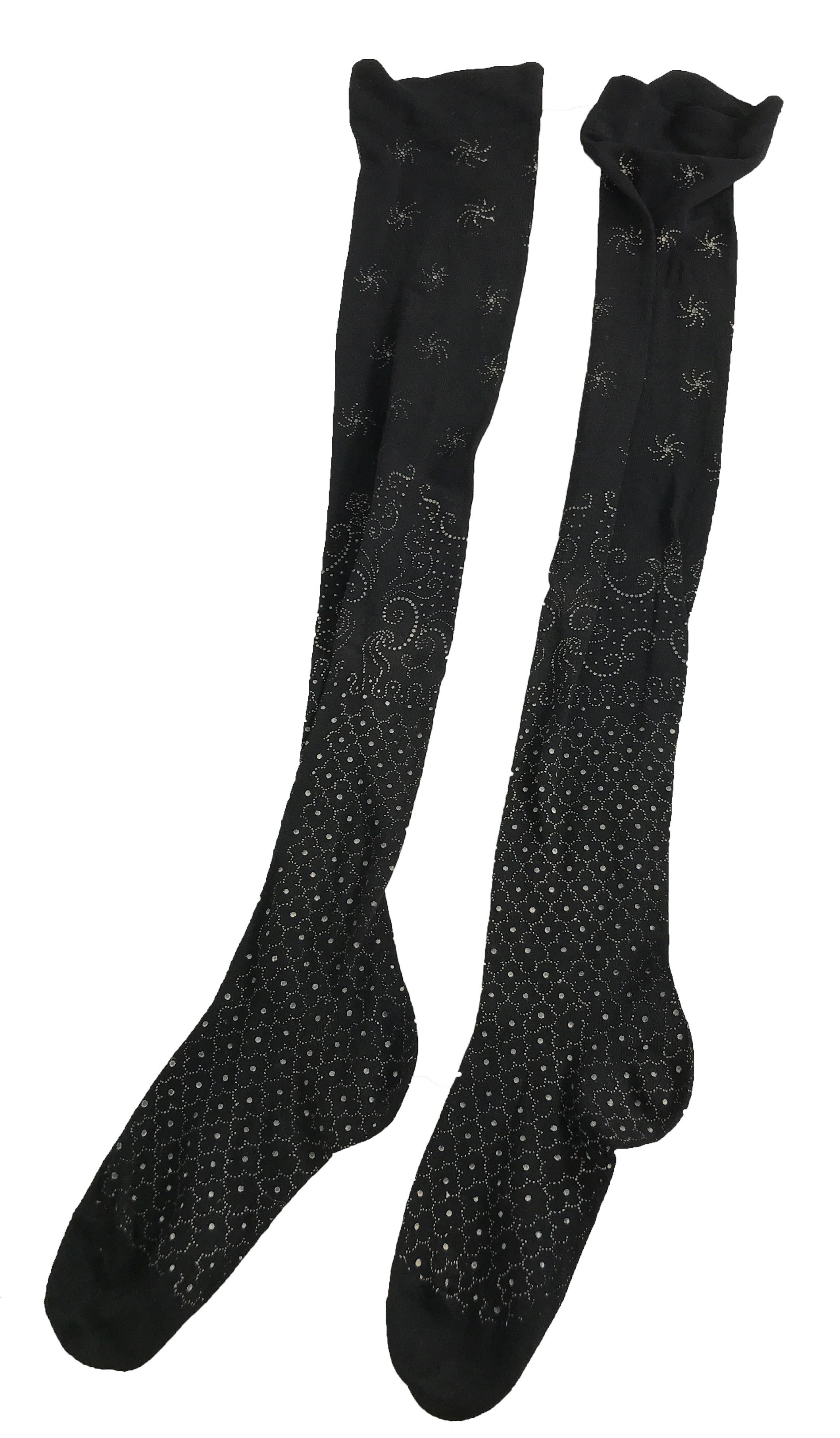Vintage Edwardian Black Patterned Socks