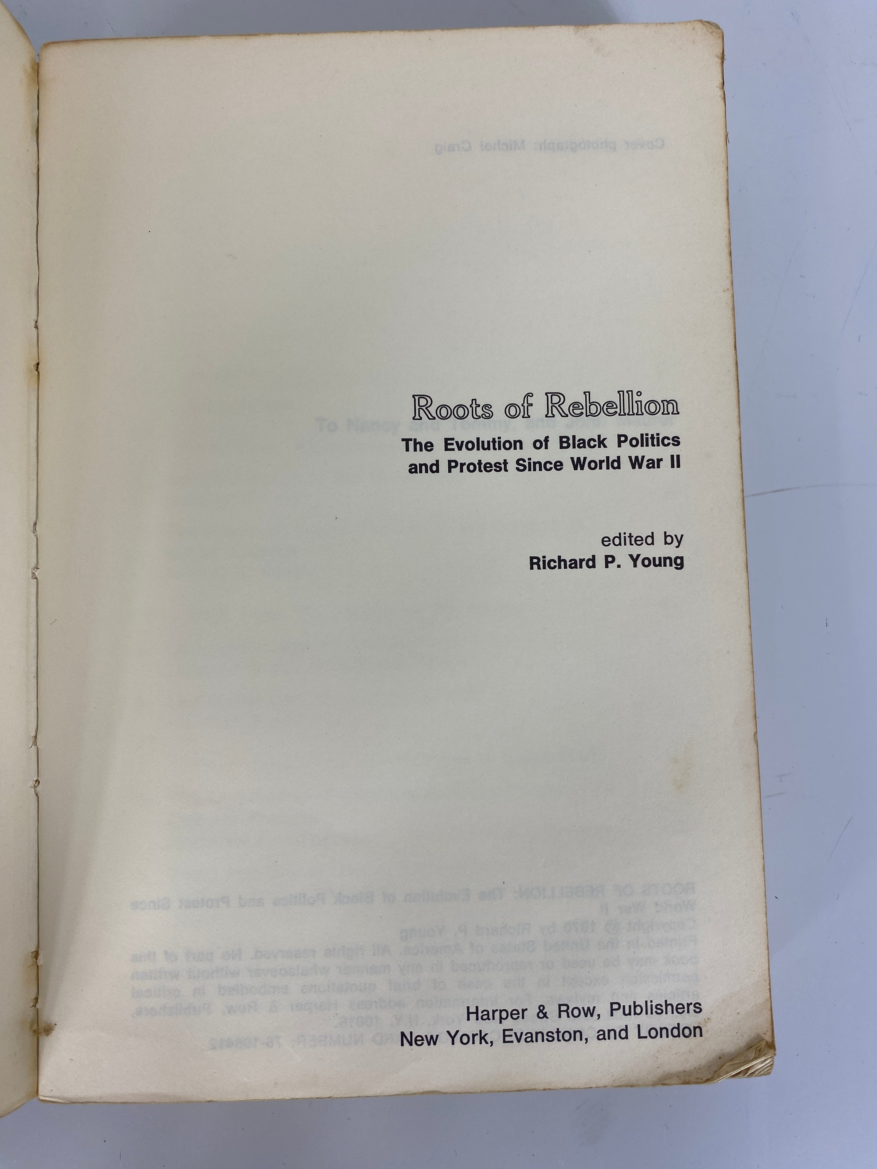 Roots of Rebellion by Richard P. Young 1970 SC