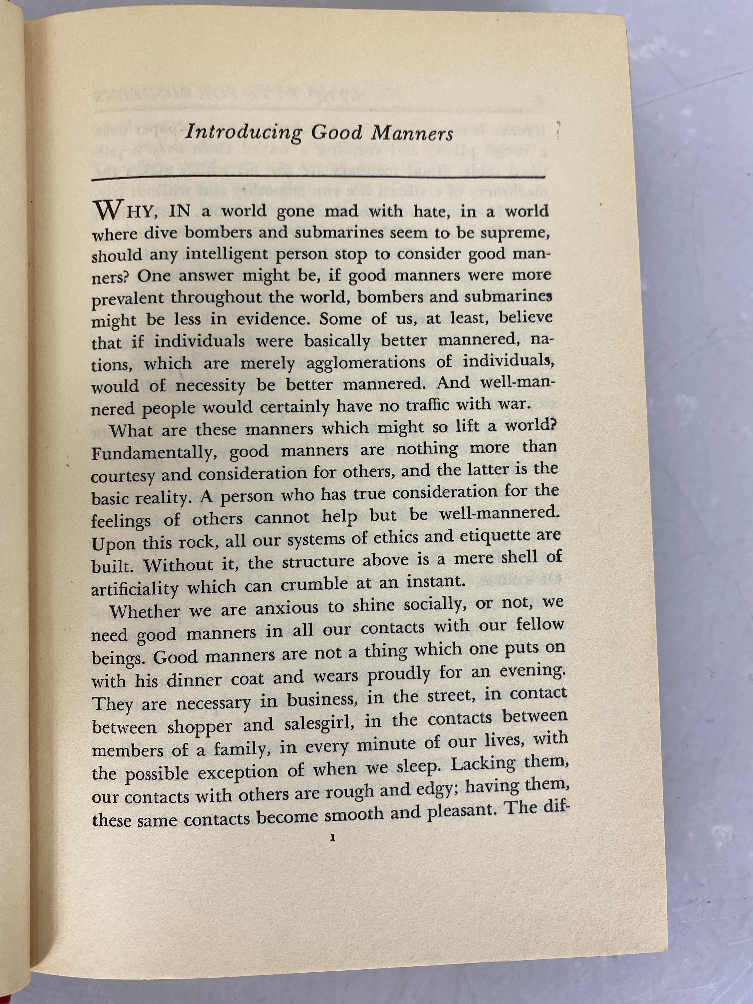 Etiquette for Moderns by Gloria Goddard 1942 Second Printing HC DJ