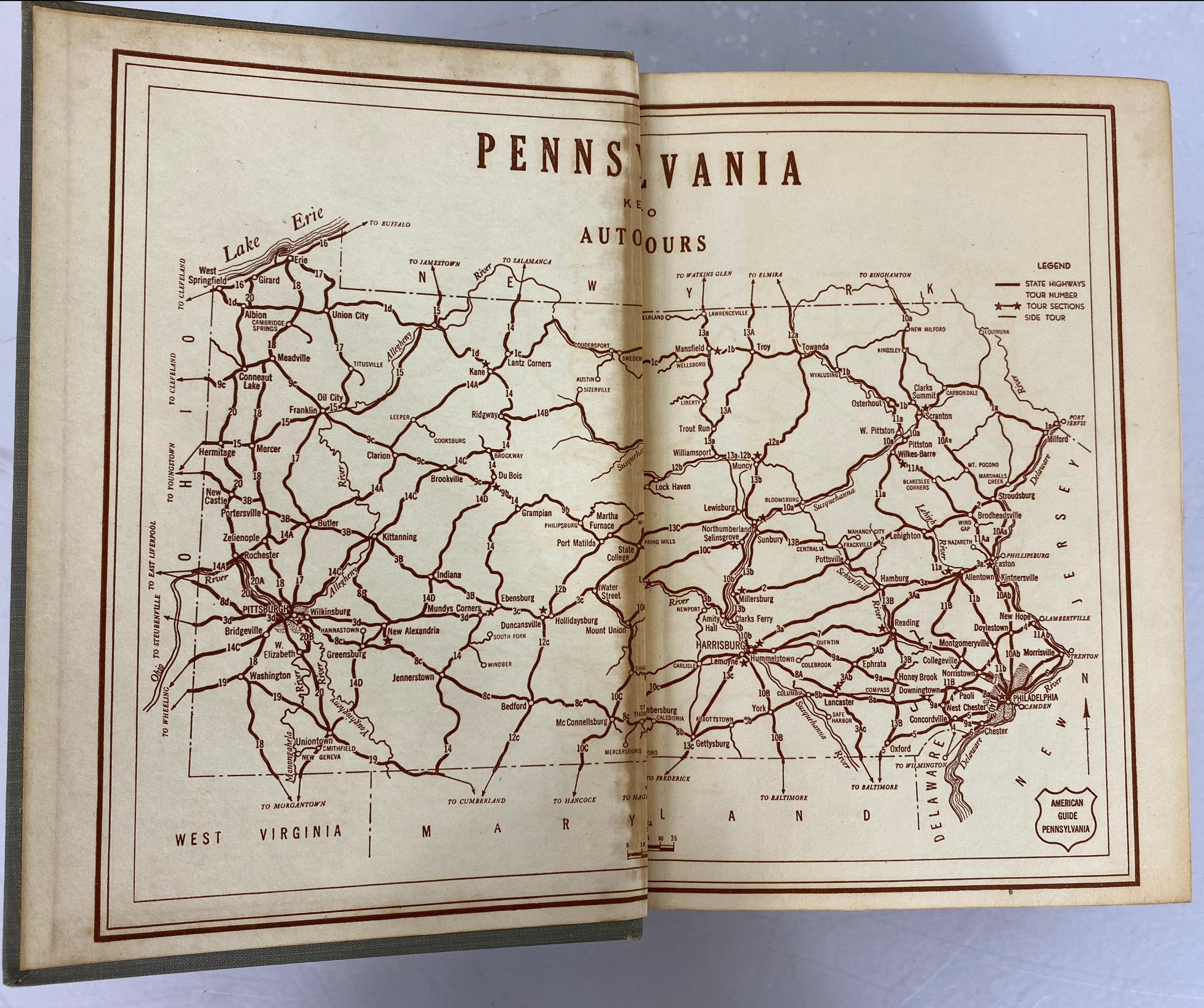 Pennsylvania A Guide to the Keystone State With Map 1940 HC