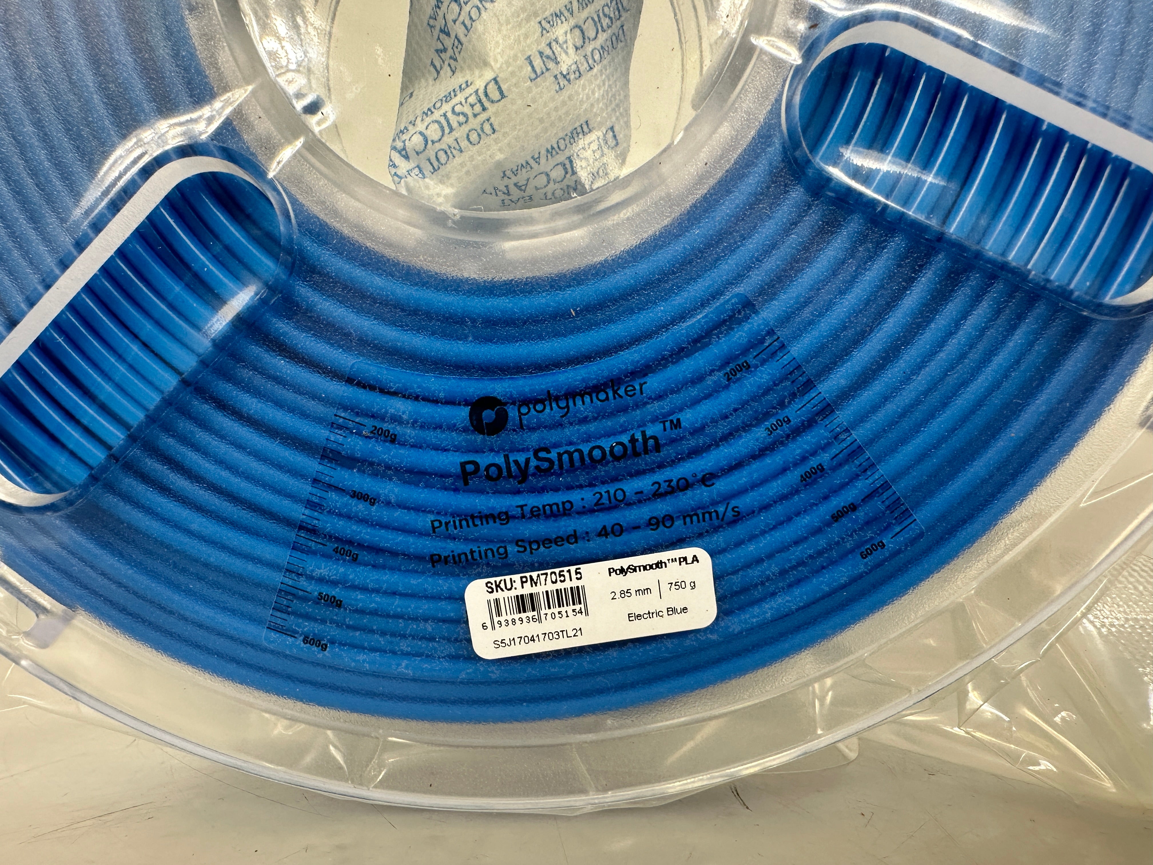 Polymaker PolySmooth PLA 2.85mm Electric Blue Filament Spool