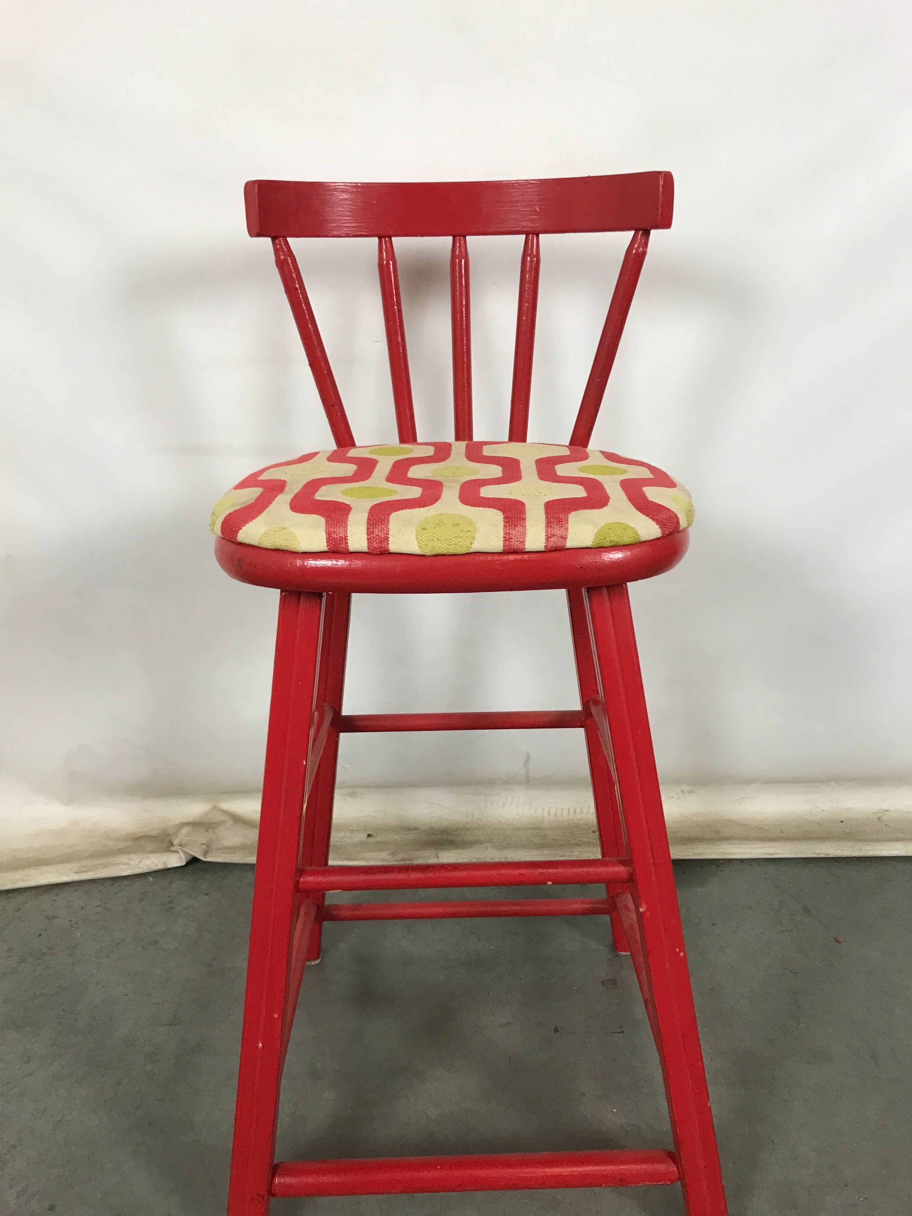 Red Wooden Bar Stool