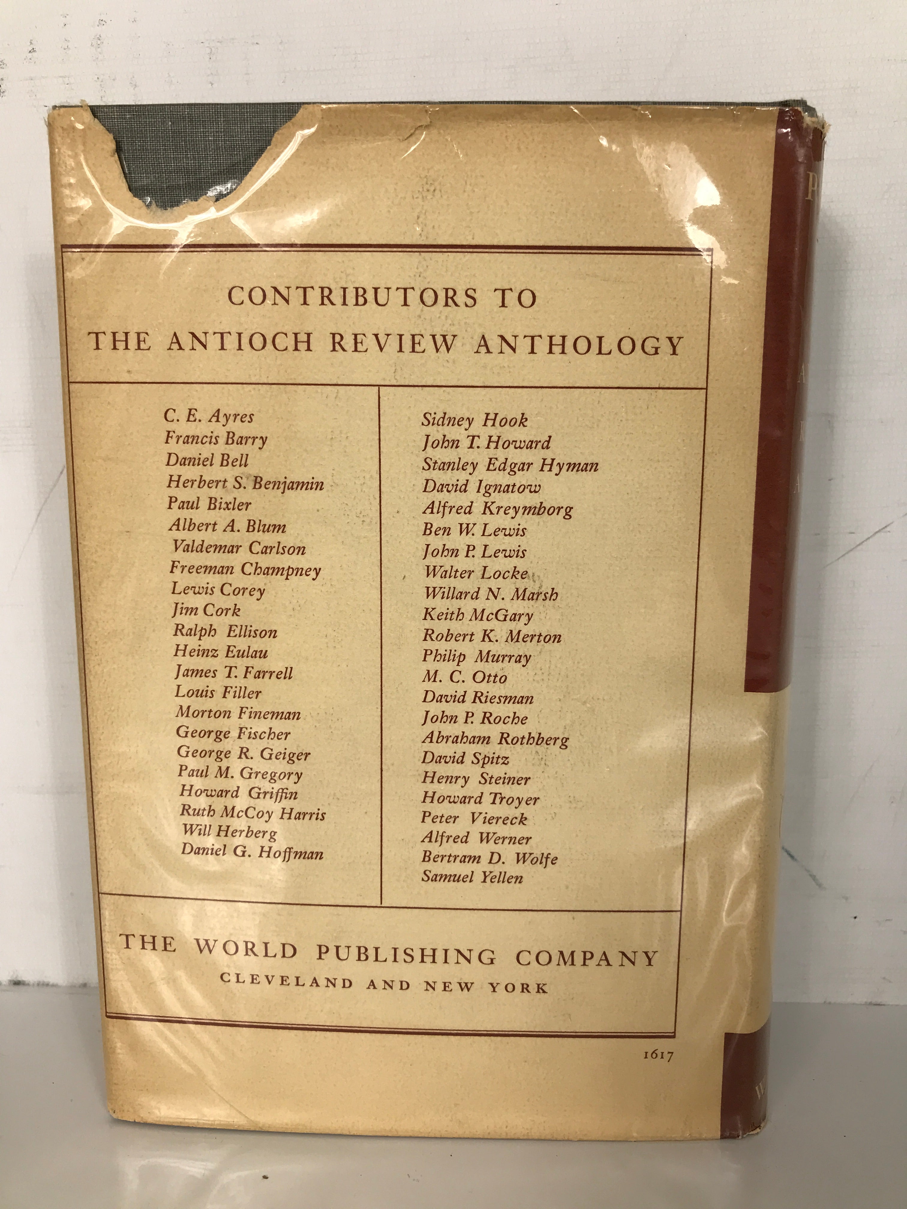 The Antioch Review Anthology by Paul Bixler 1953 First Edition HC DJ