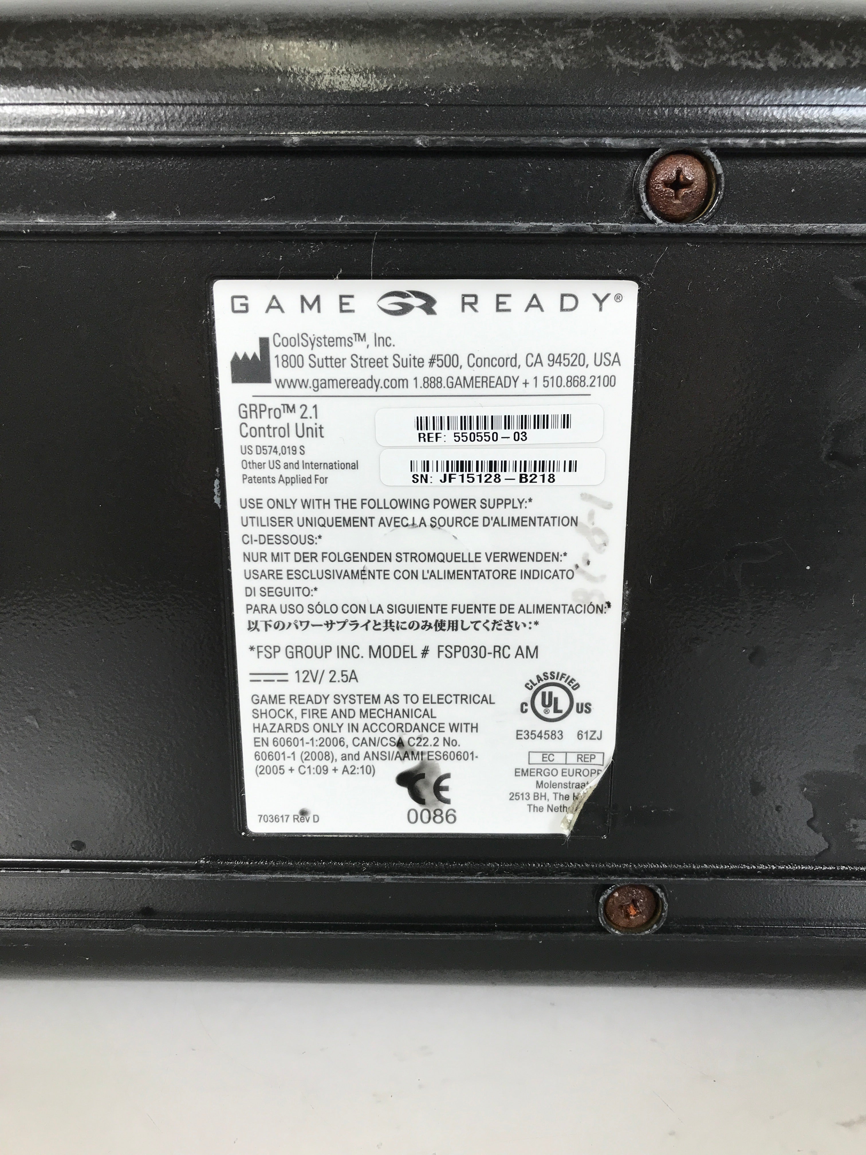 Game Ready GRPro 2.1 Cold and Compression Therapy Control Unit *For Parts or Repair*
