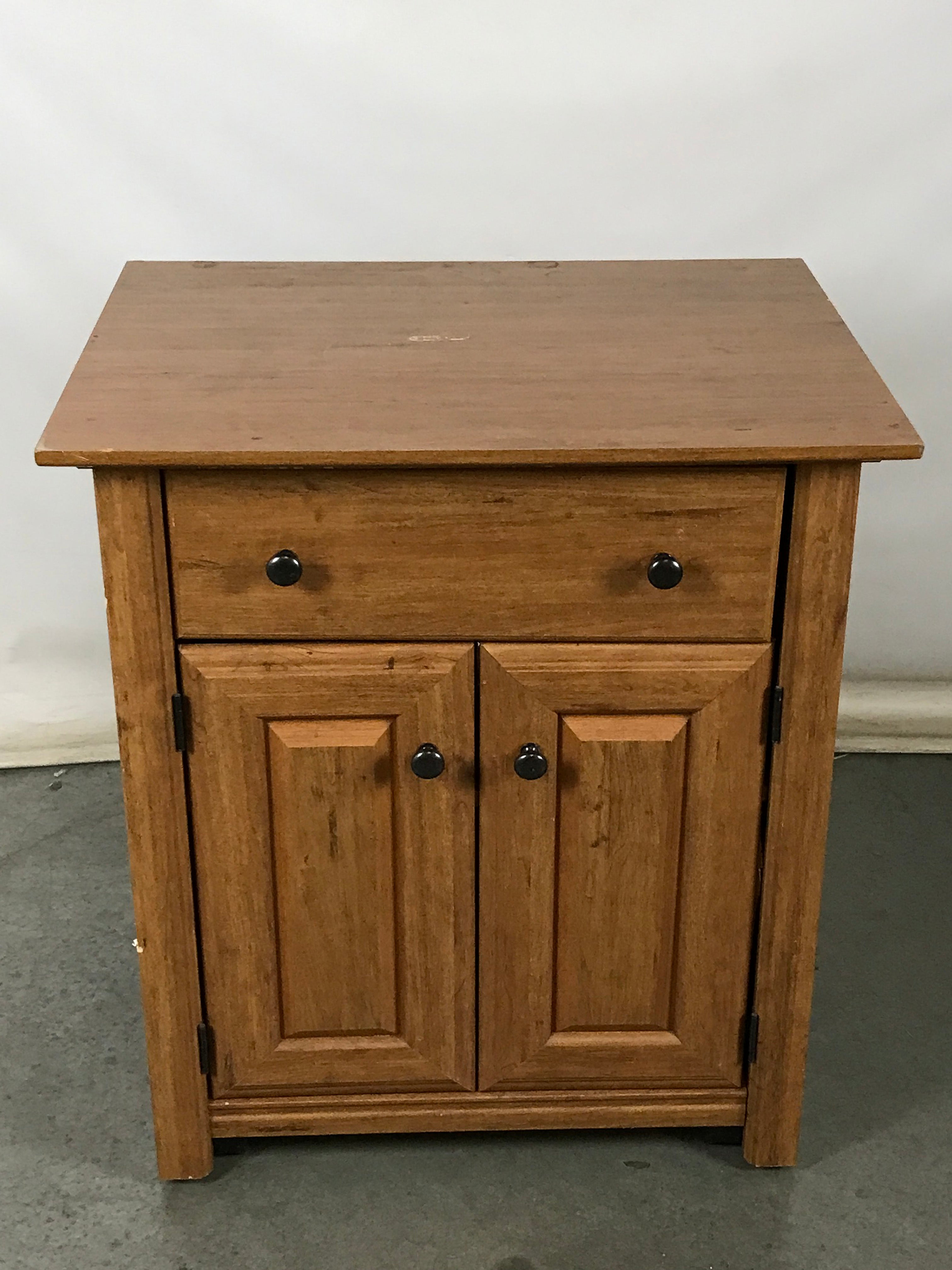 Rolling Wooden Side Table Cabinet with Drawer