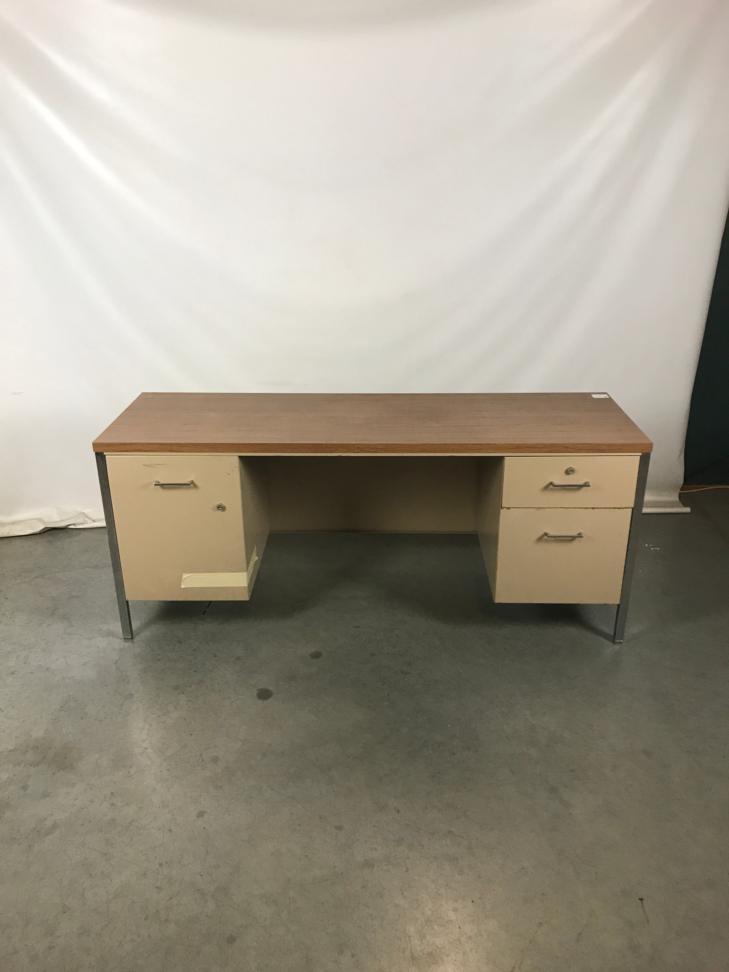 Metal Desk with Wooden Top