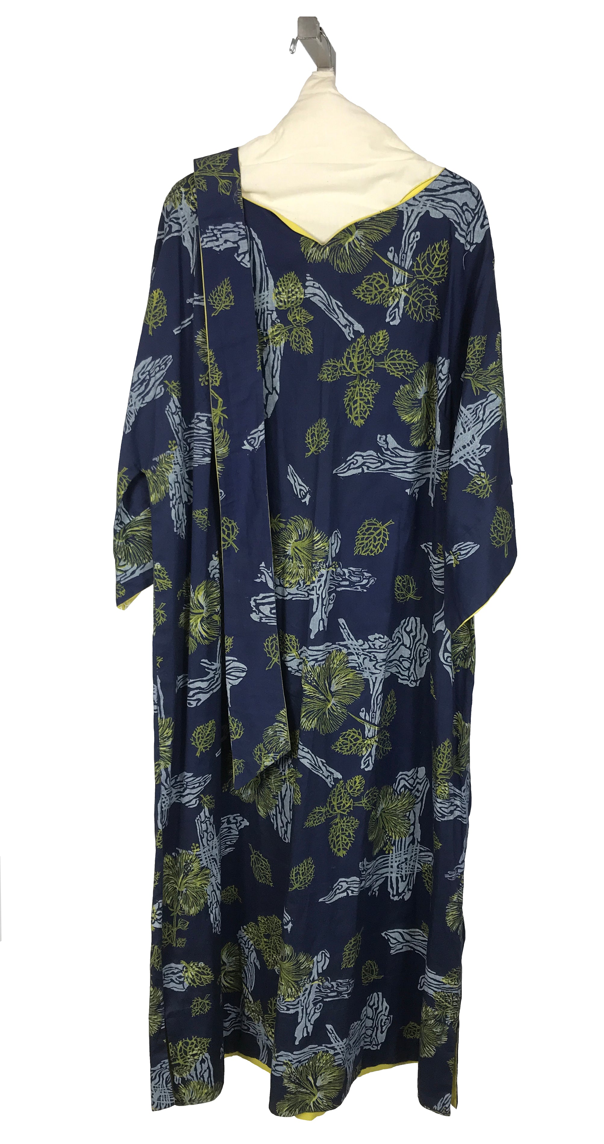 Vintage Noel of Hawaii Blue Hibiscus Patterned Dress Women's Size Large