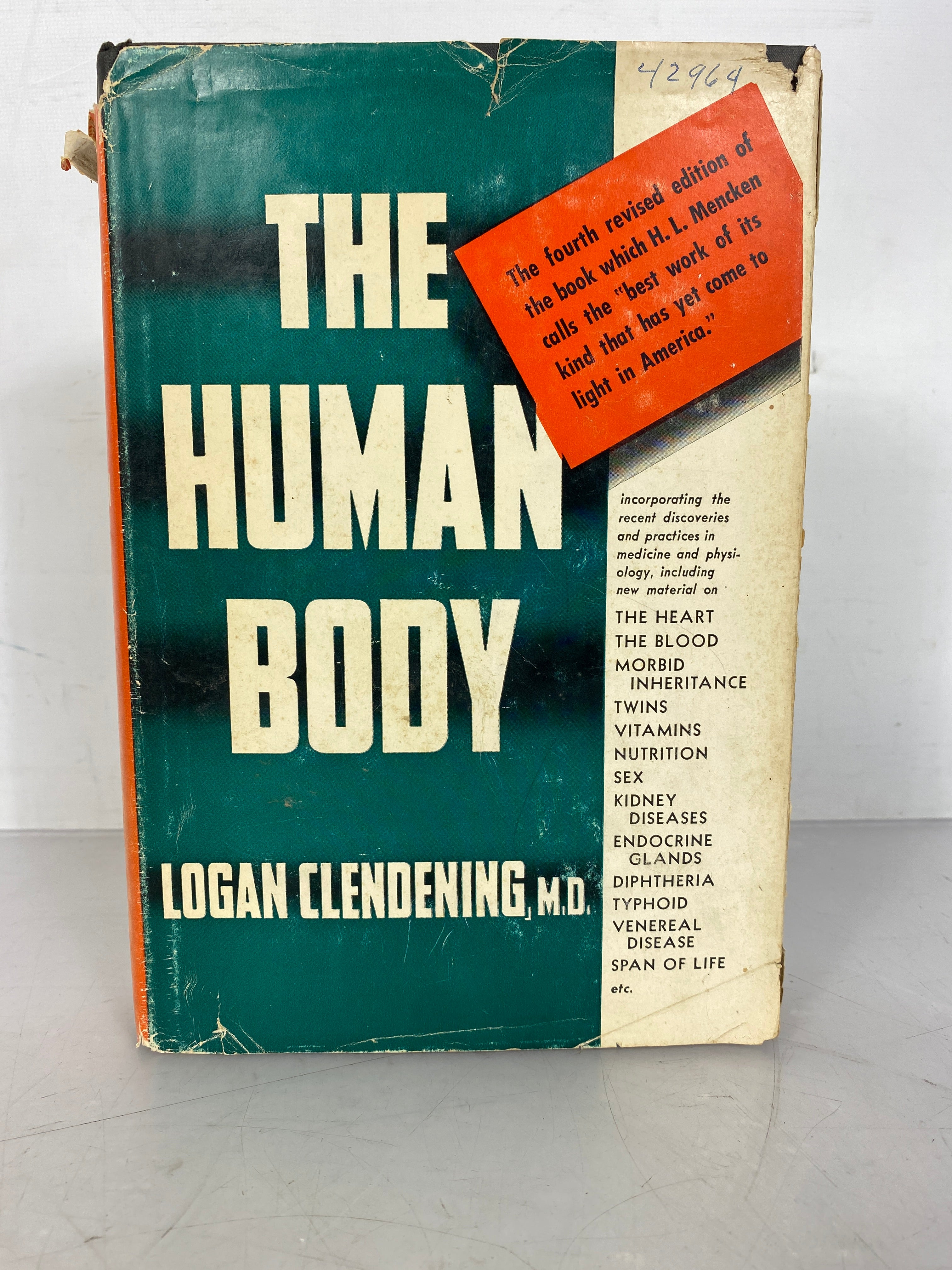 The Human Body by Logan Clendening Fourth Edition 1966 HC DJ – MSU Surplus  Store