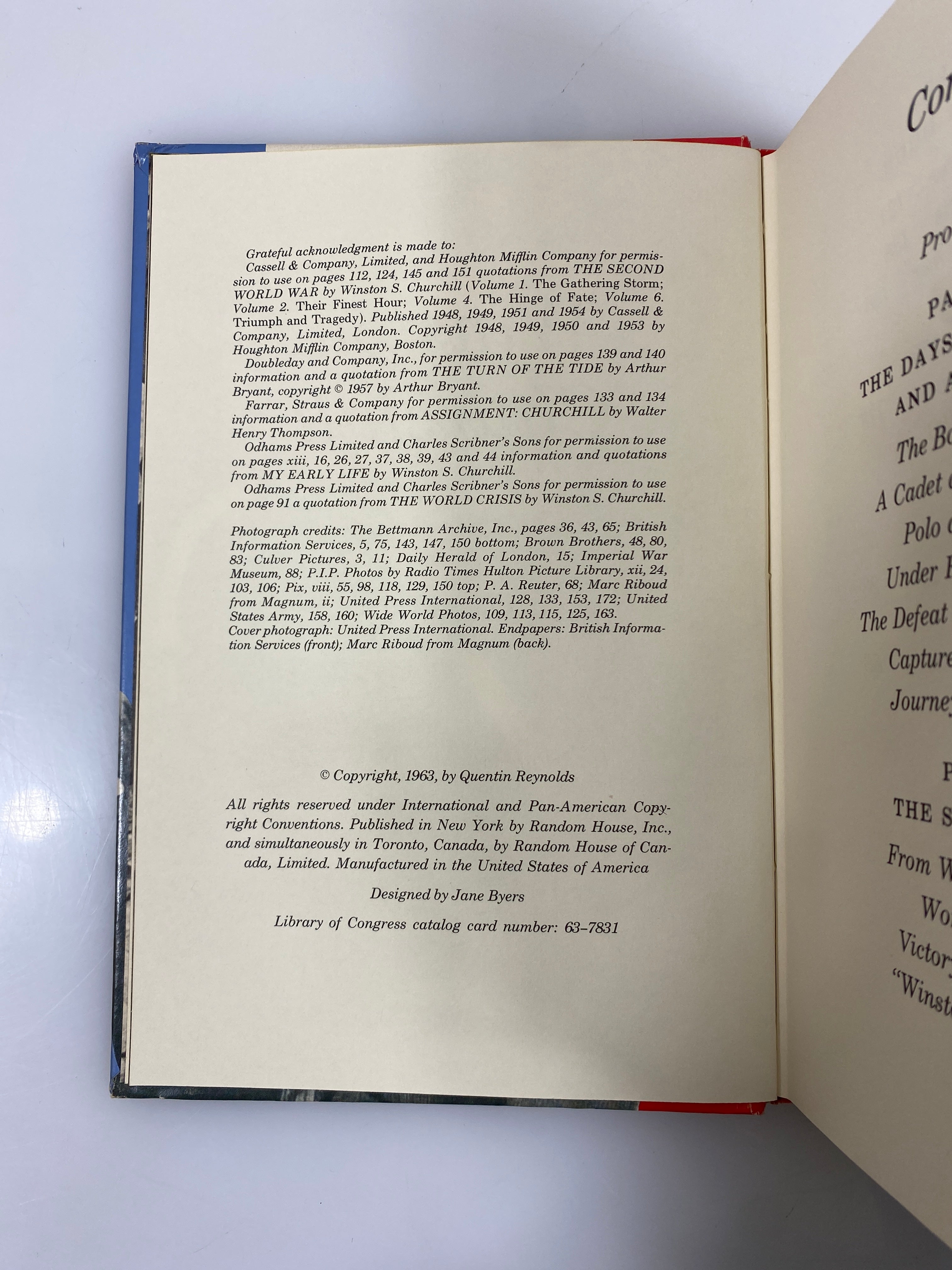Winston Churchill Quentin Reynolds Random House 1963 HC