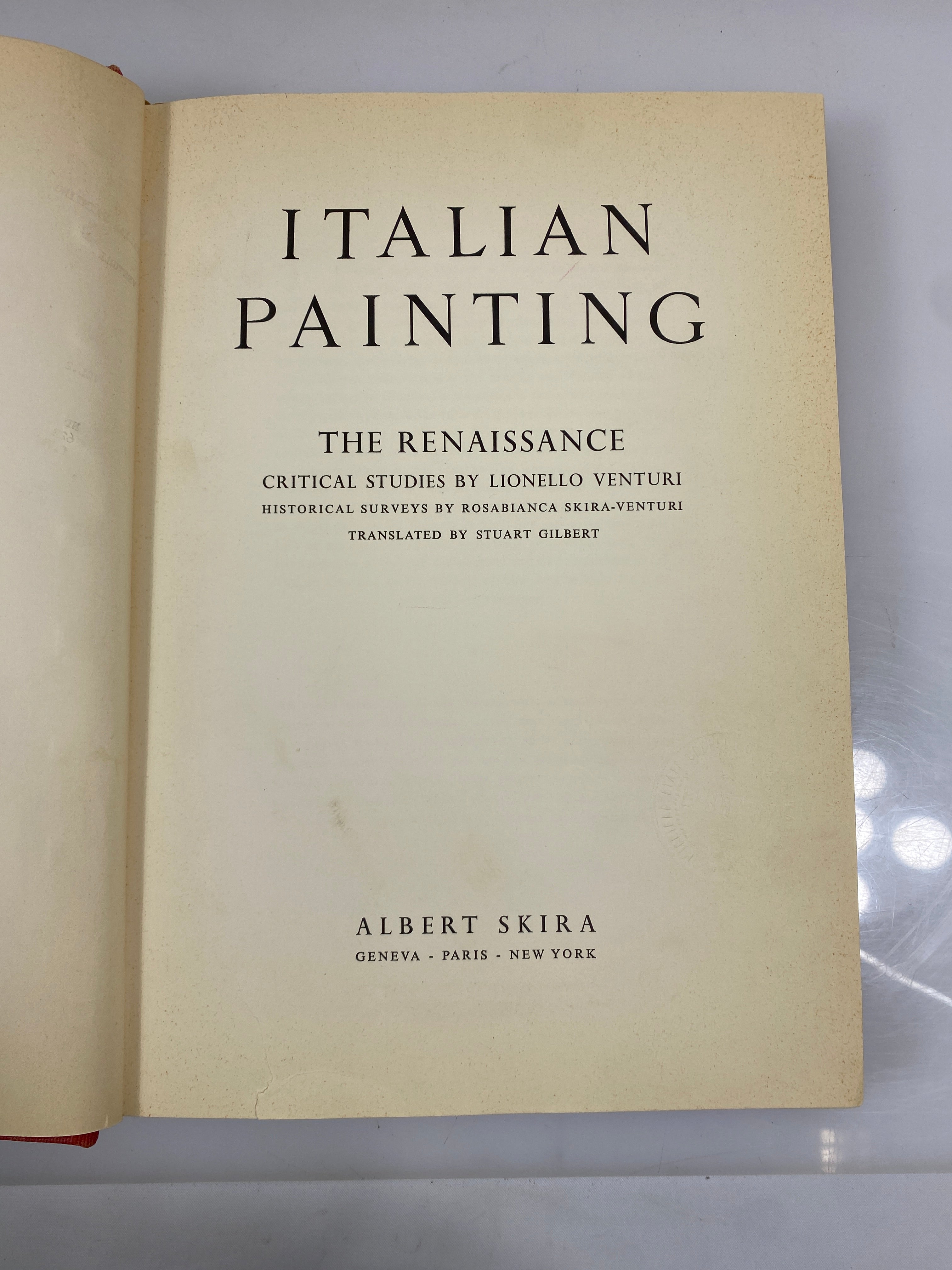 Italian Painting The Renaissance Albert Skira 1951 Ex-Library HC