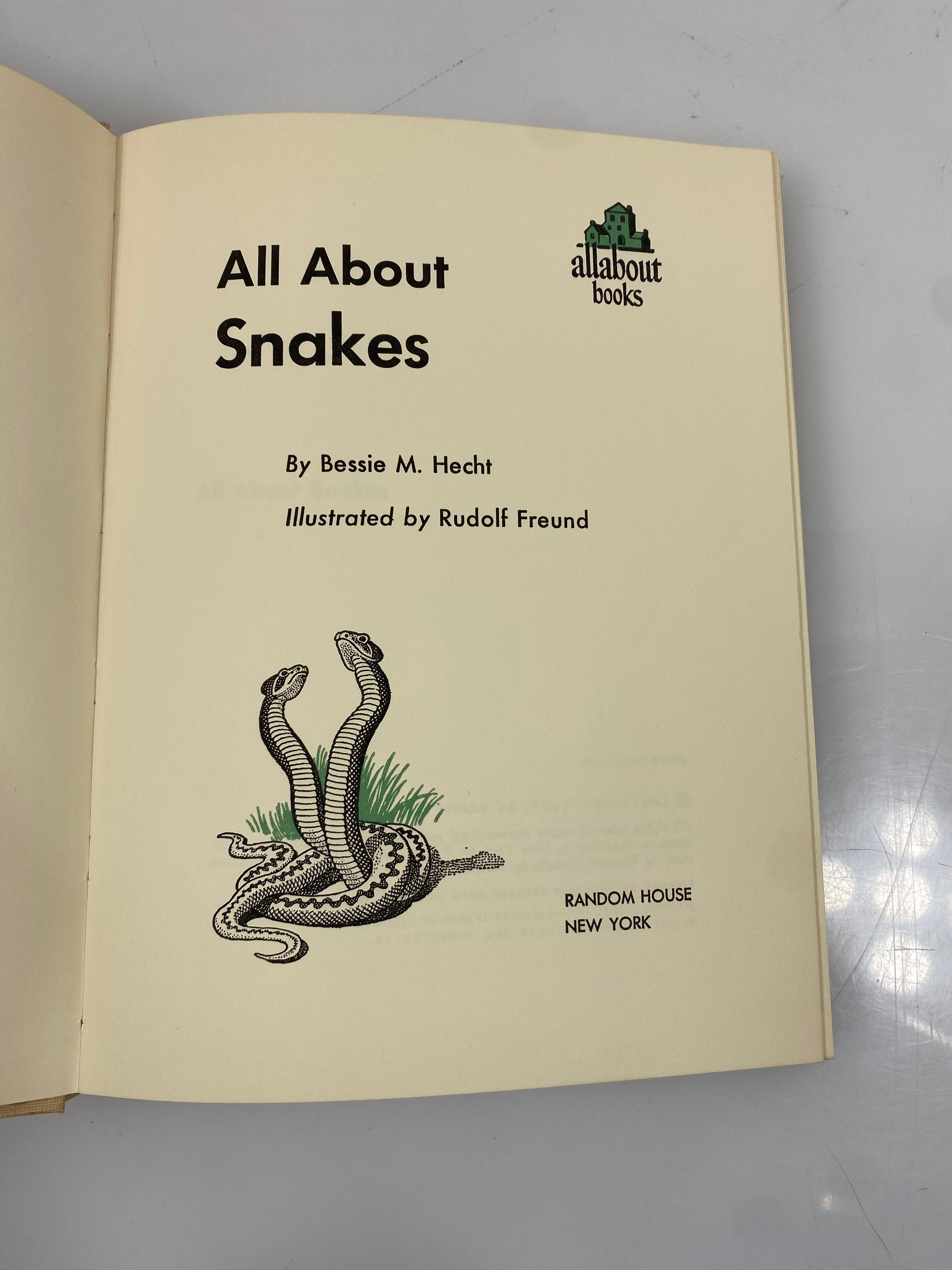 All About Snakes Bessie M. Hecht Random House 6th Print 1956 HCDJ