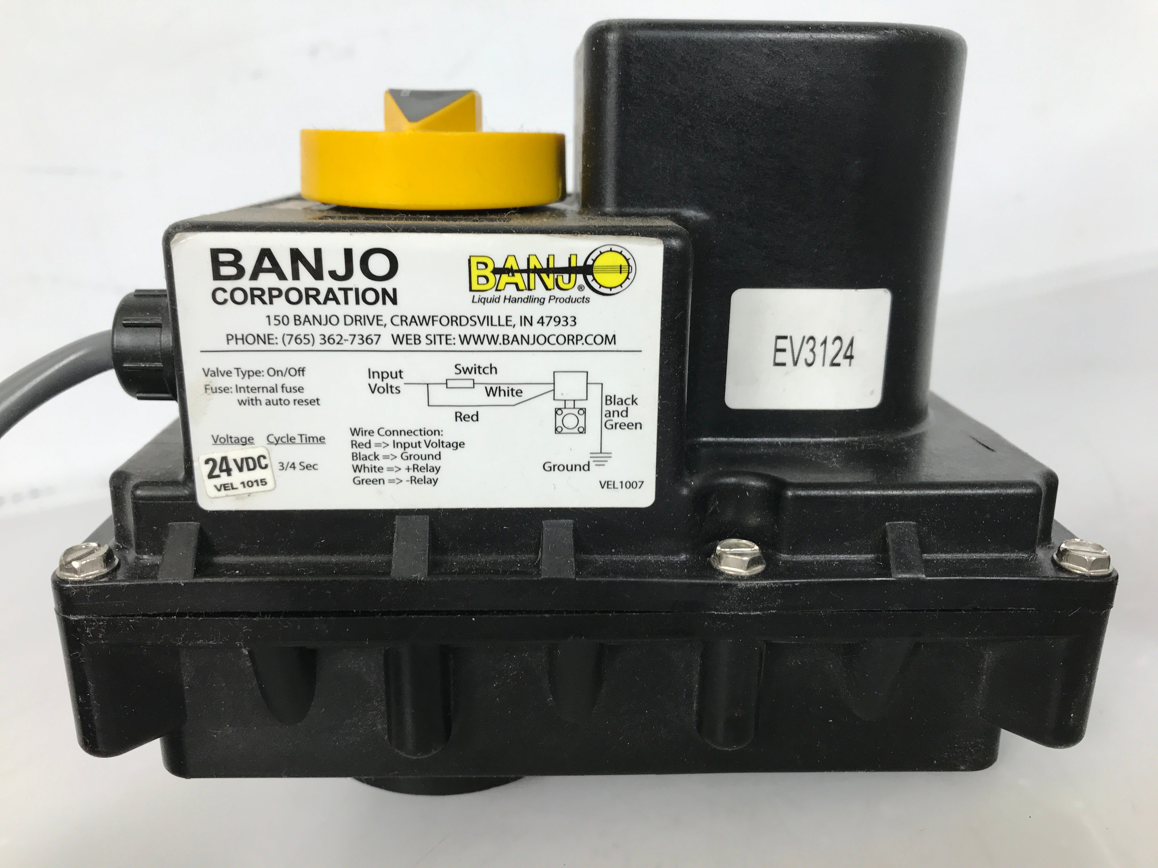 Banjo EV3124 Electric Valve with Extra Fittings *For Parts or Repair*