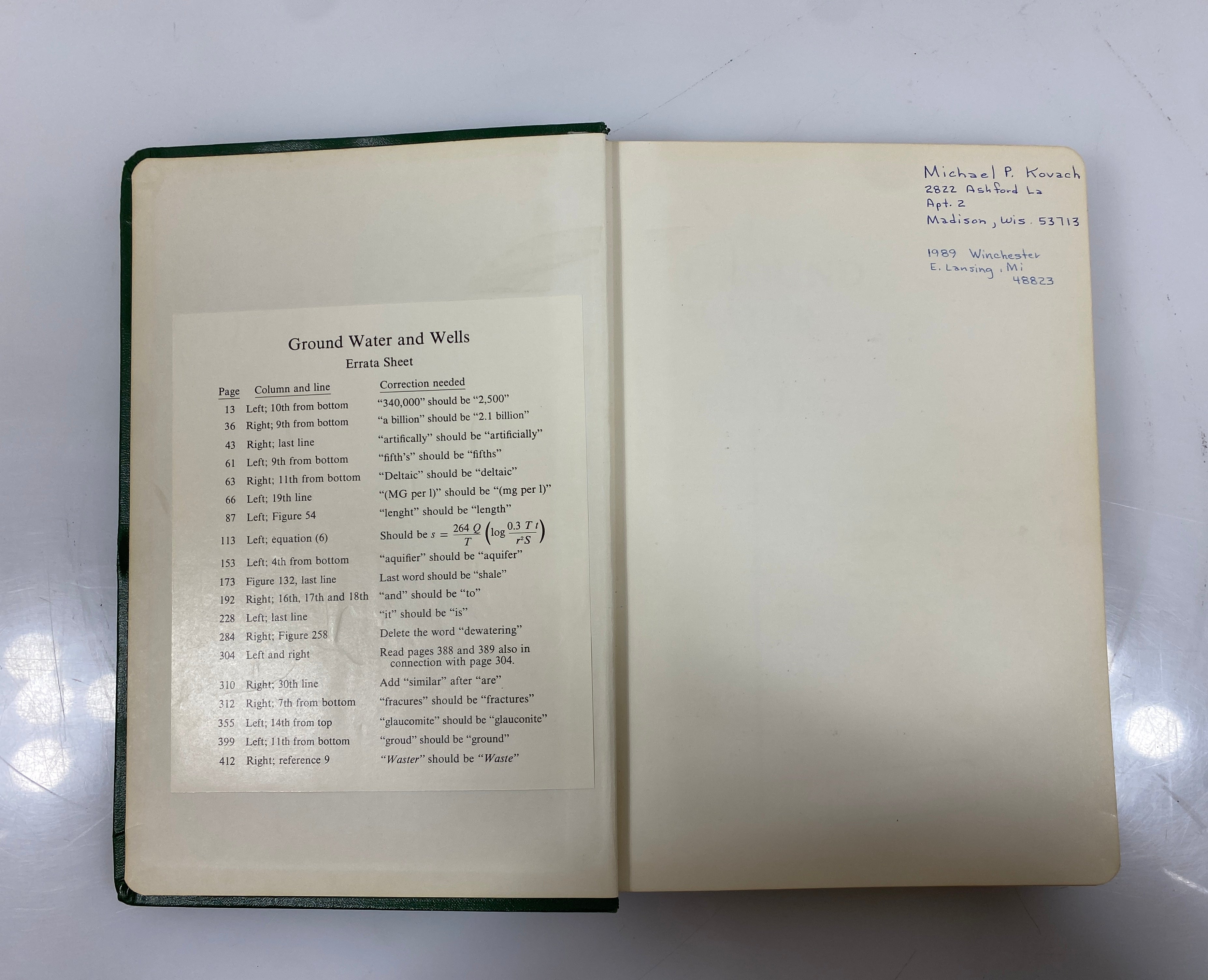 Ground Water and Wells 1st Edition 1966 HC