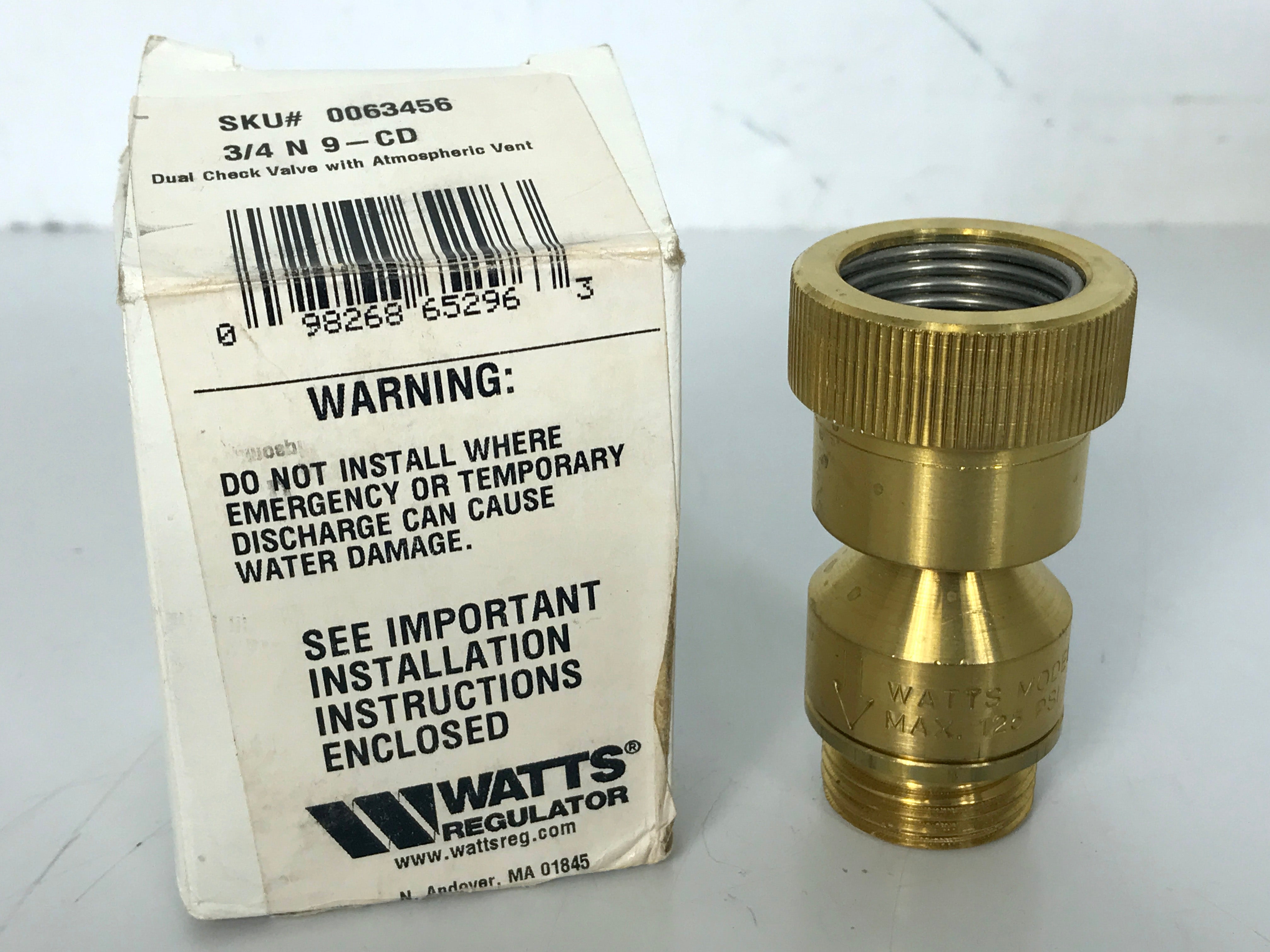 Watts 3/4" N9-CD Dual Check Valve with Atmospheric Vent 0063456