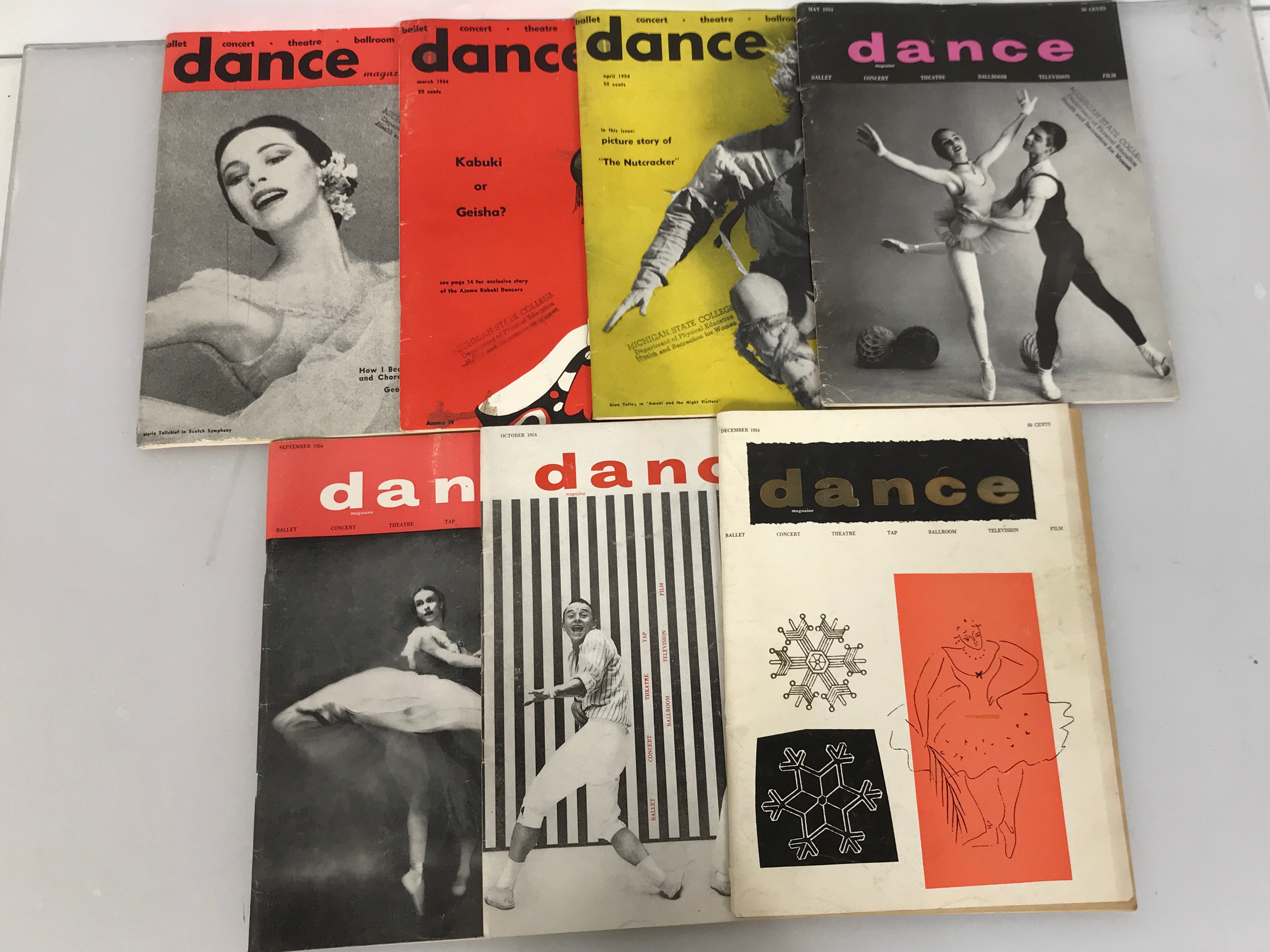 Lot of 7 DANCE MAGAZINE 1954 SC