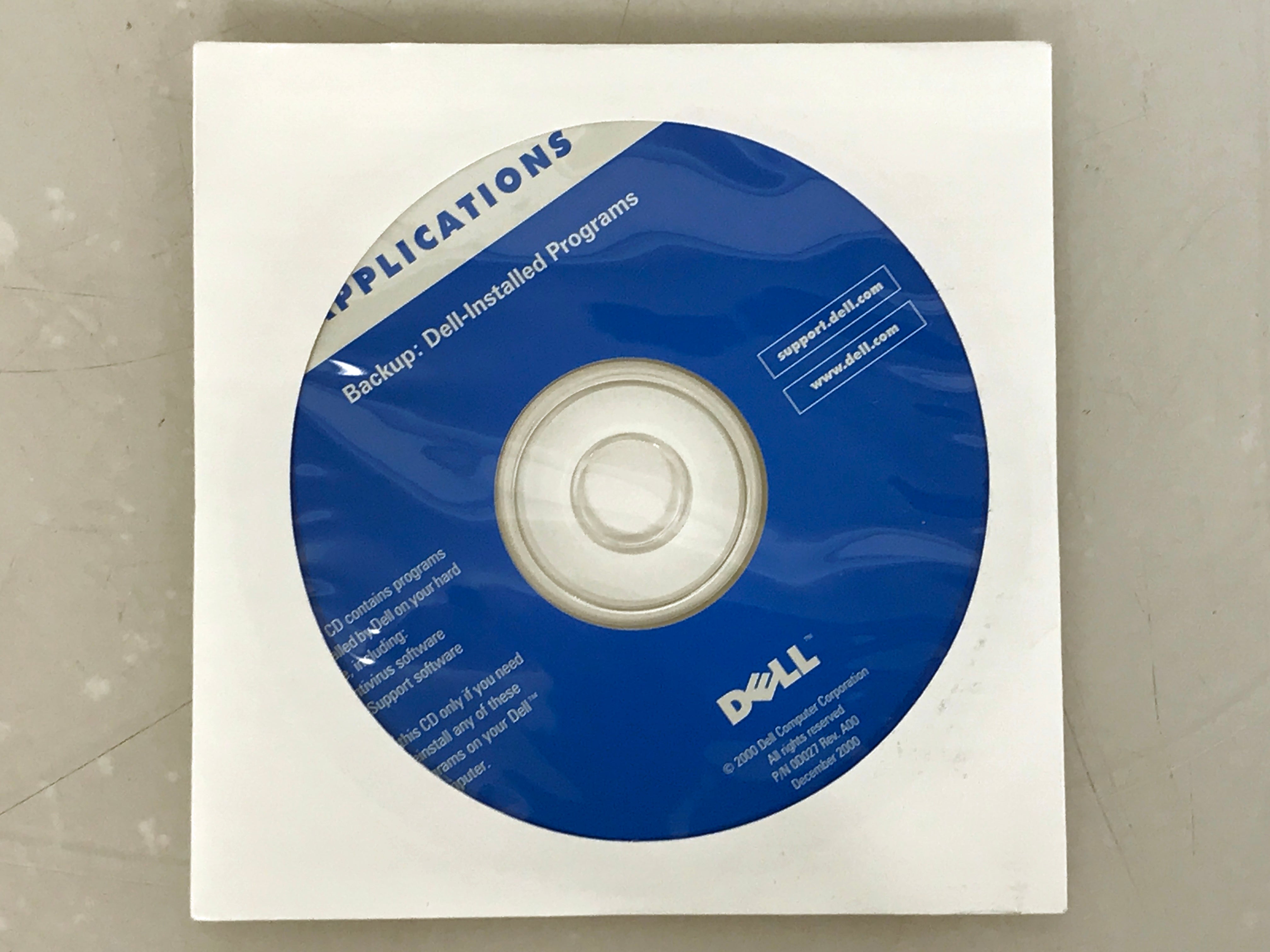 Dell Applications Backup Dell-Installed Programs DVD