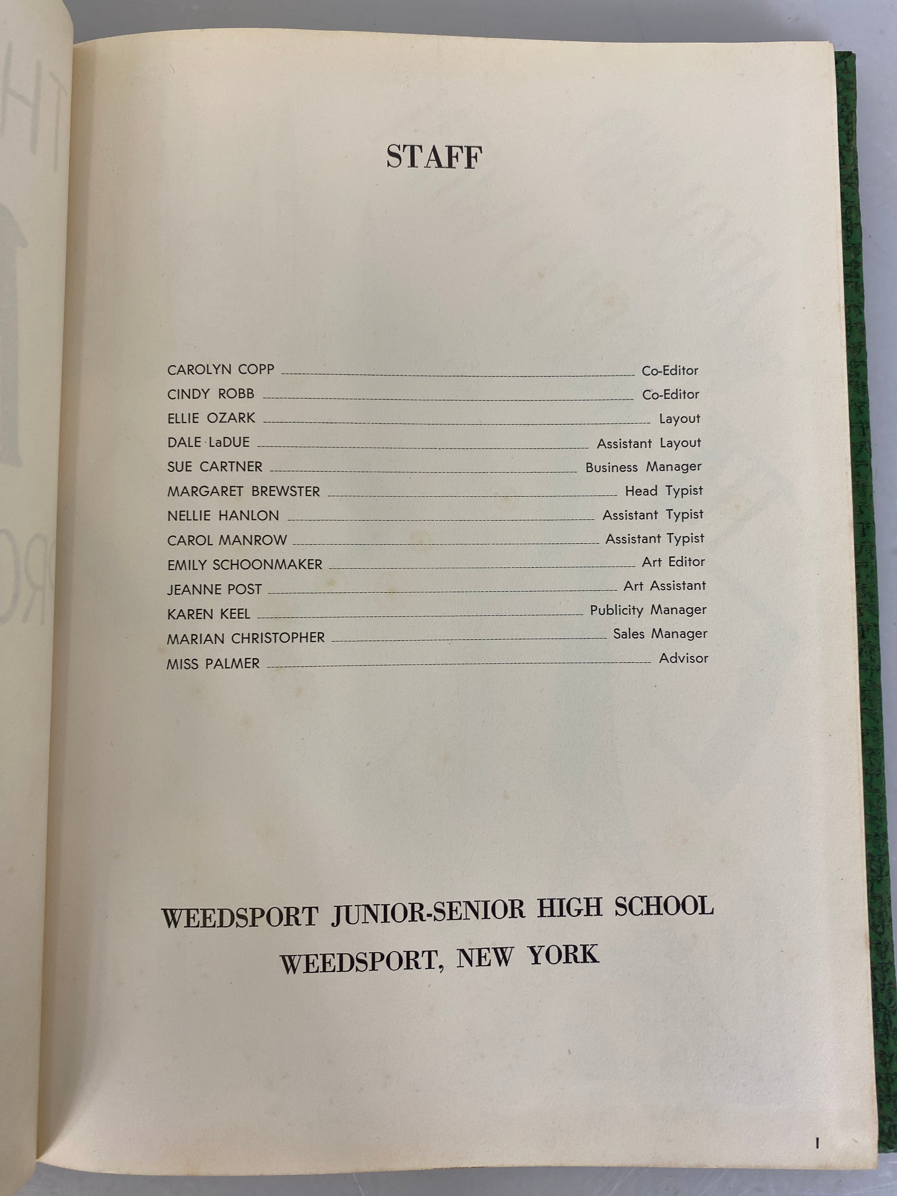 1960 Weedsport Junior-High School "Sparks" Weedsport New York