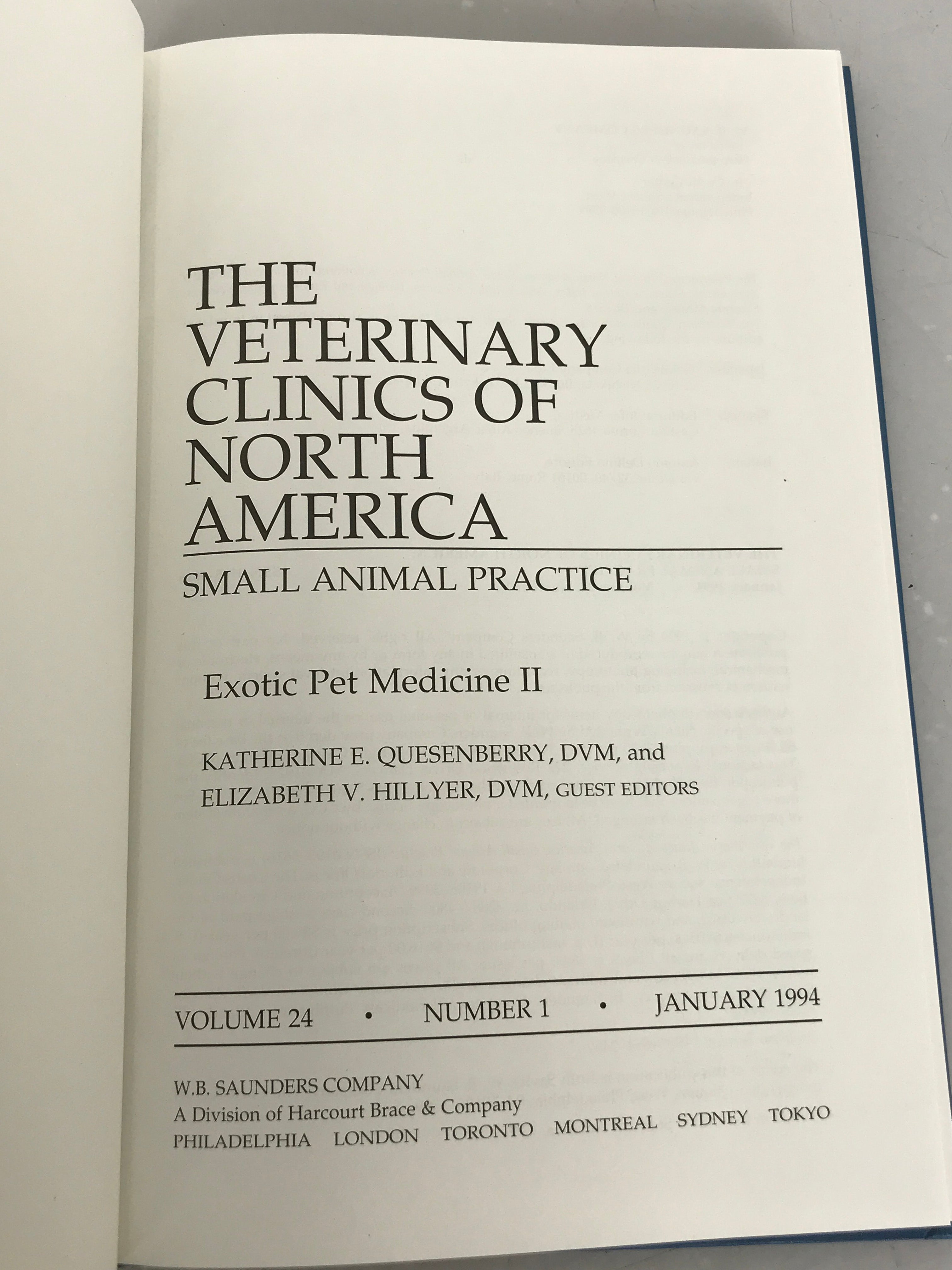 2 Vol Set of Exotic Pet Medicine from the Veterinary Clinics of North America HC