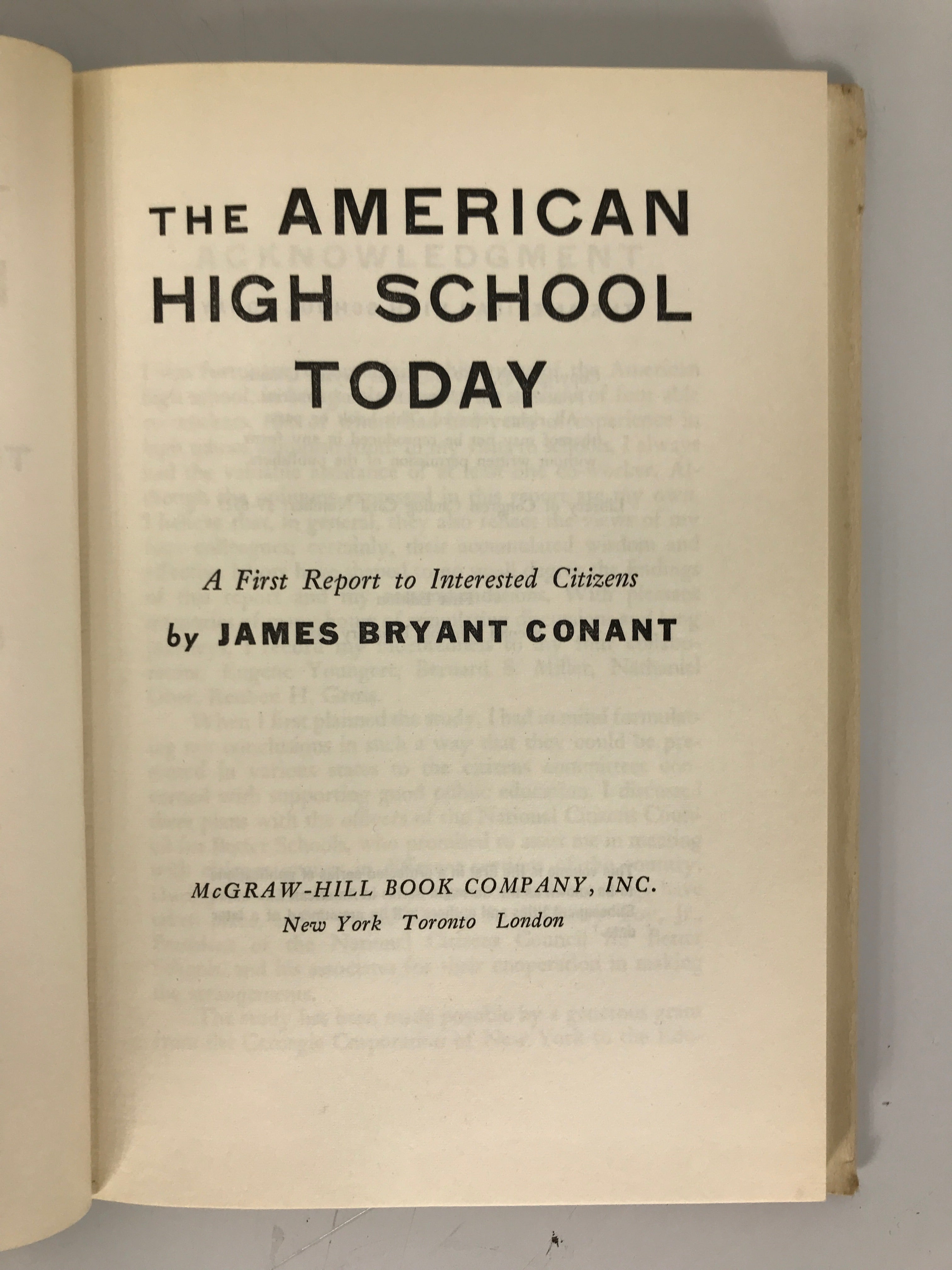 The American High School Today by James Conant 1959 First Edition HC DJ
