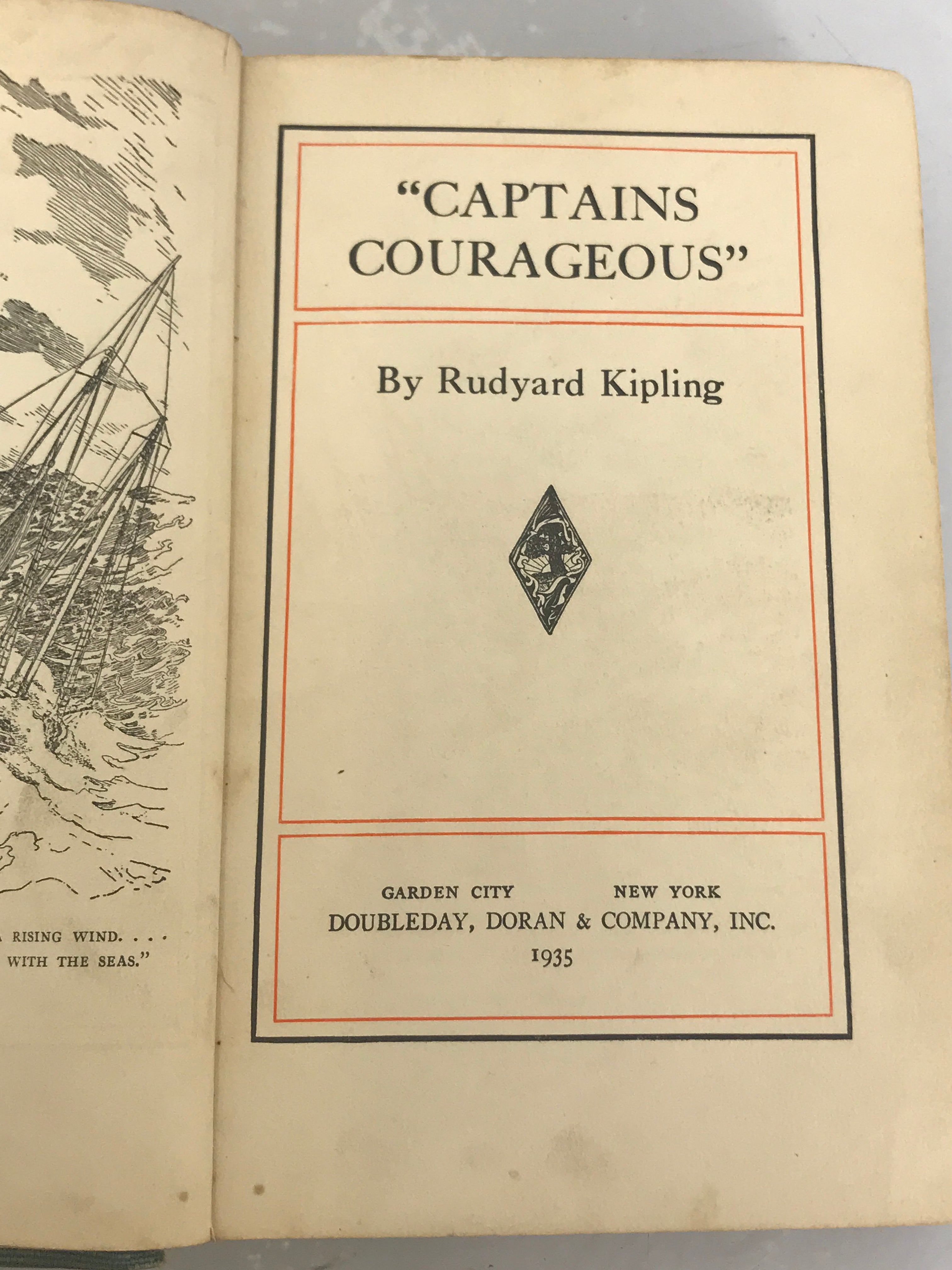 Lot of 2 Kipling Classics: "Captains Courageous" (1935) and A Selection of His Stories and Poems (1956) by Beecroft HC Vintage